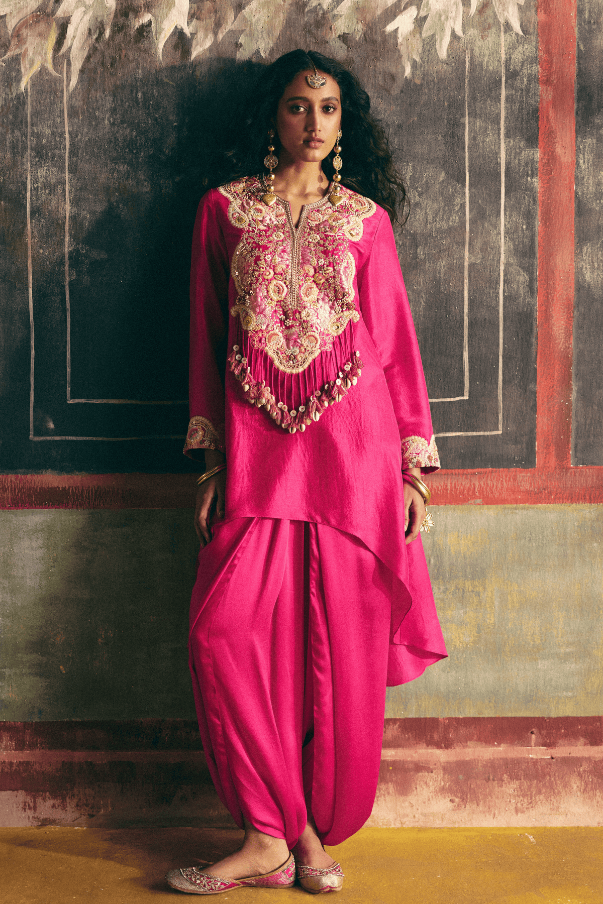 Fuchsia Pink Short Kurti Set