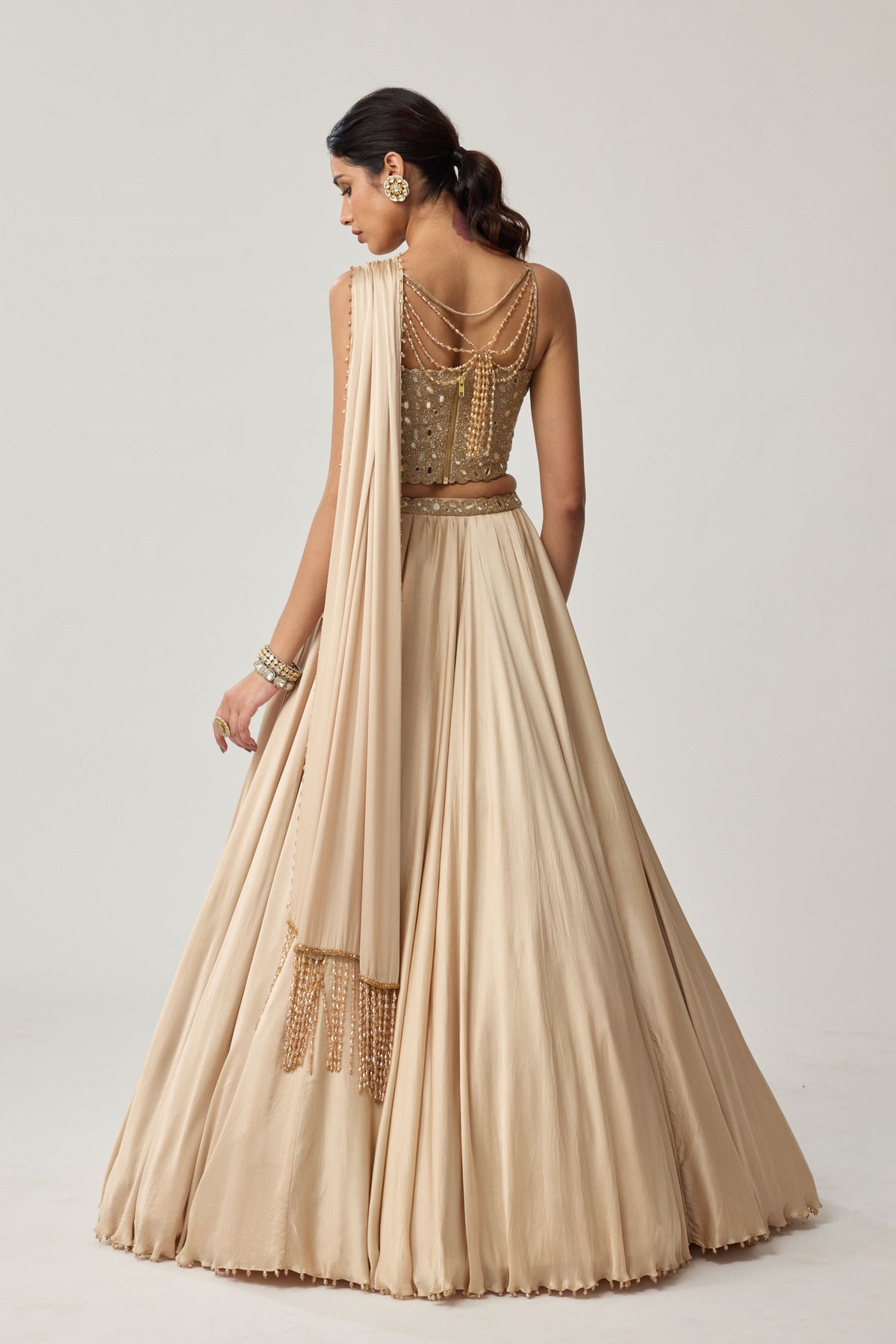 Light Beige Mirror Lehenga Set