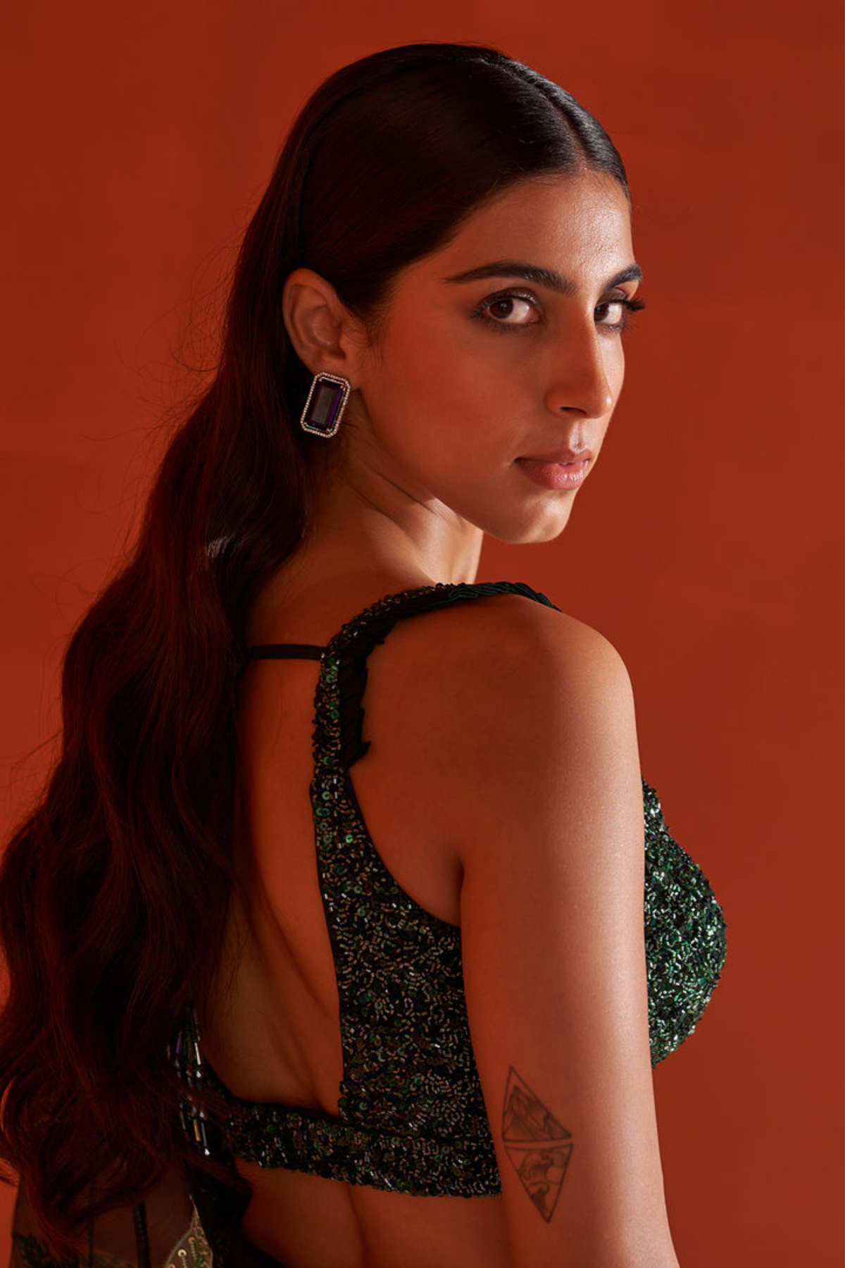 Hunter Green Net Saree