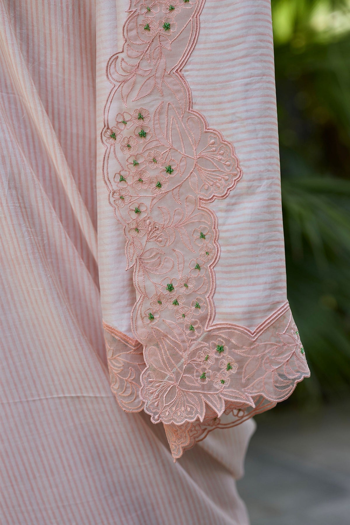 English Morning Pink Embroidered Saree