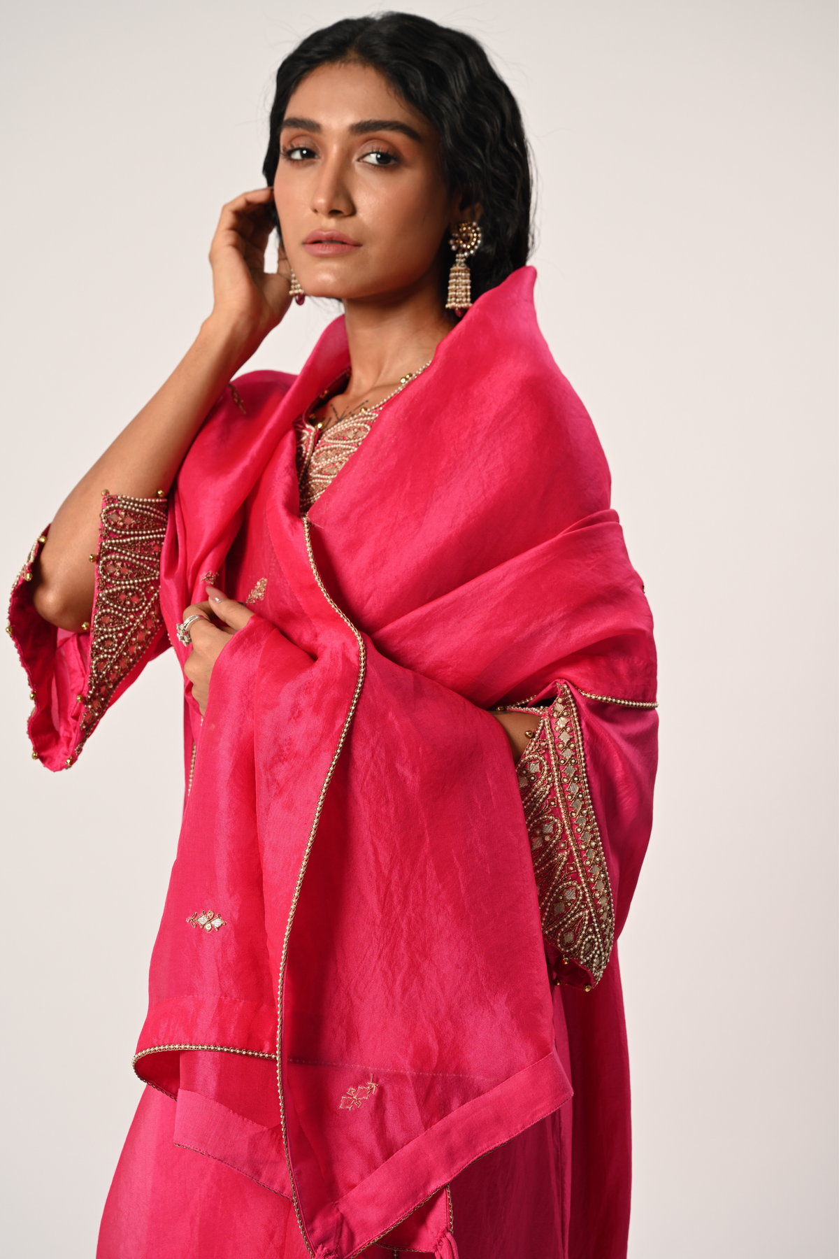 Pink Princess Cut Kurta Set