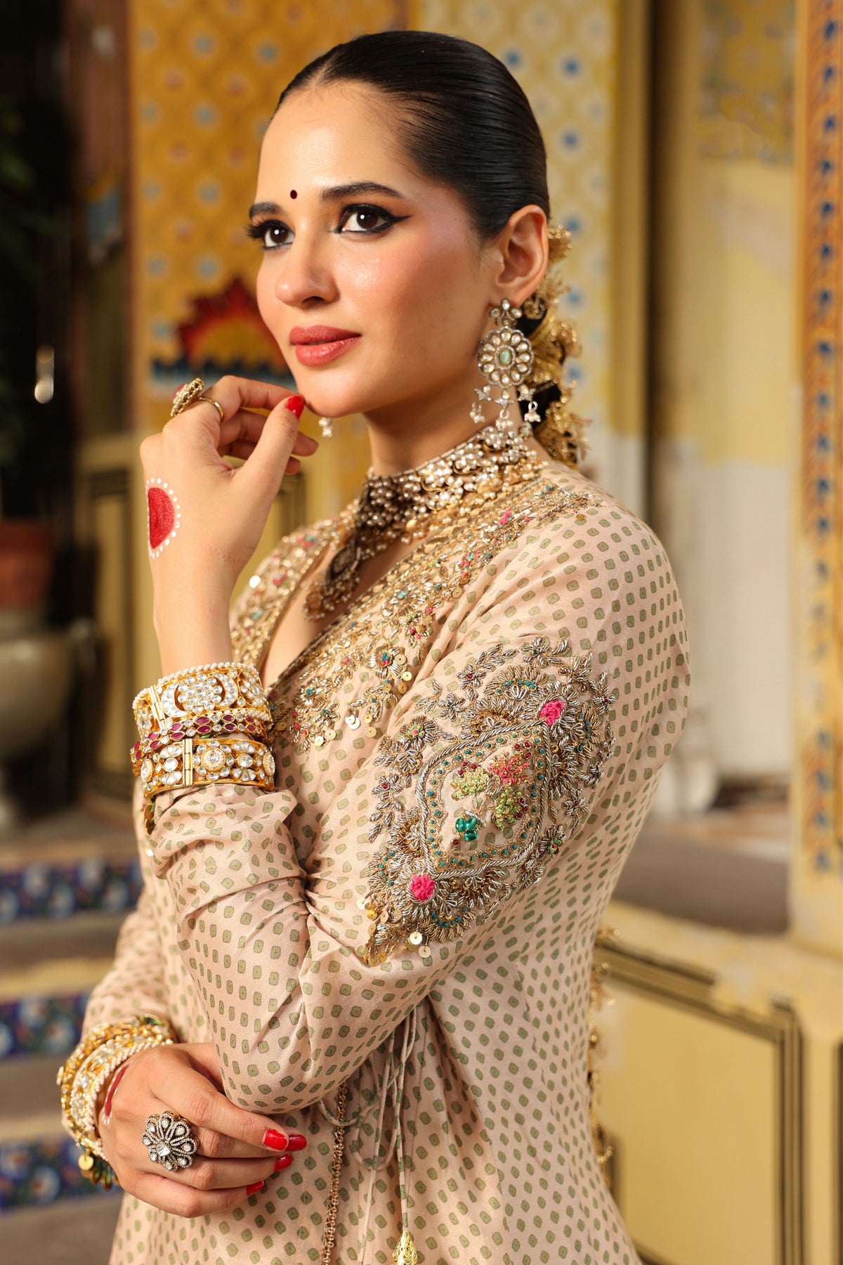 Ahista Ivory Angrakha Kalidar Set