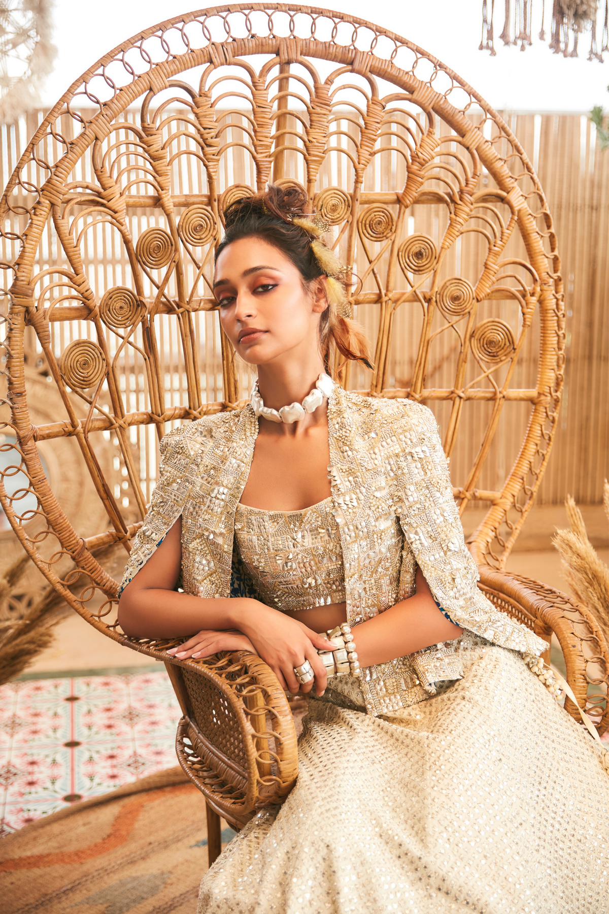 Ivory Embellished Lehenga Set