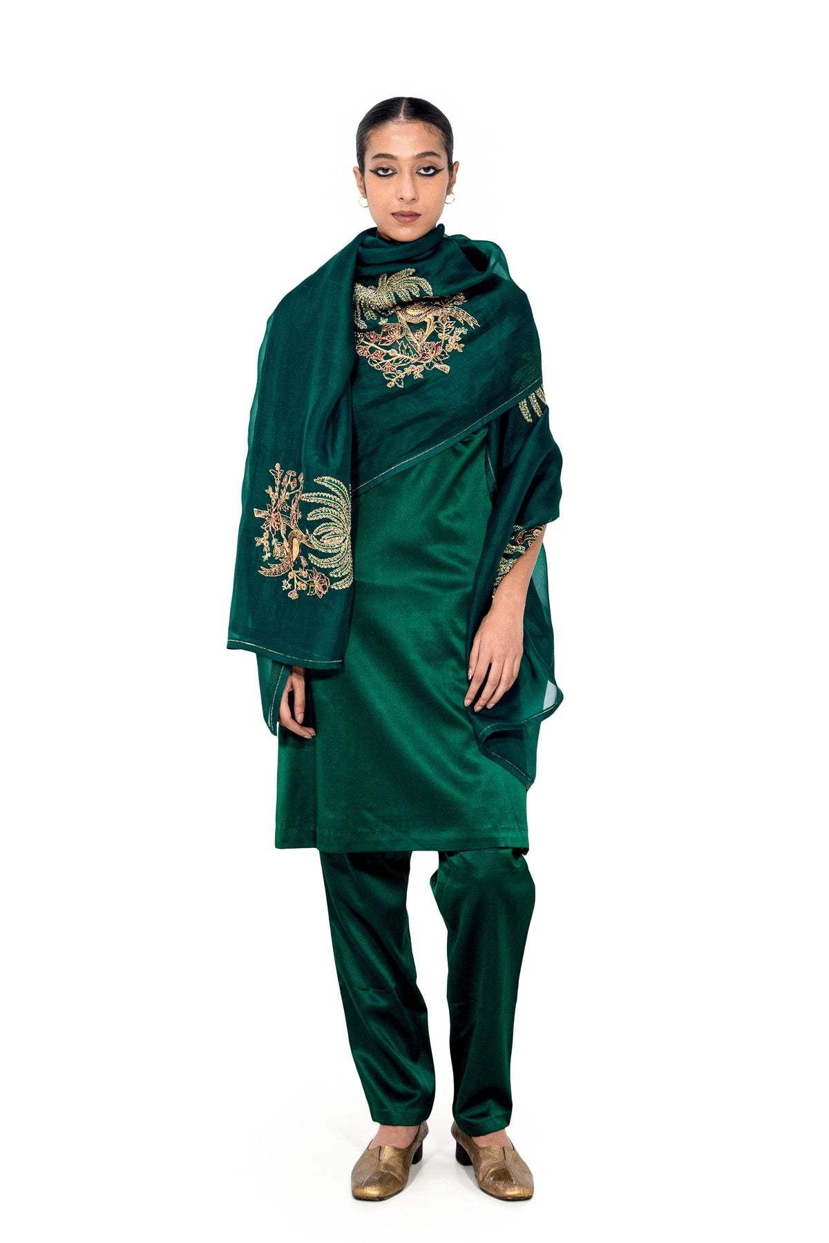 Hansasar Forest Green Dupatta