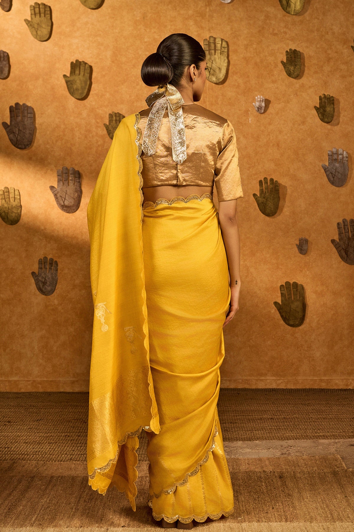 Yellow Bird Tales Saree