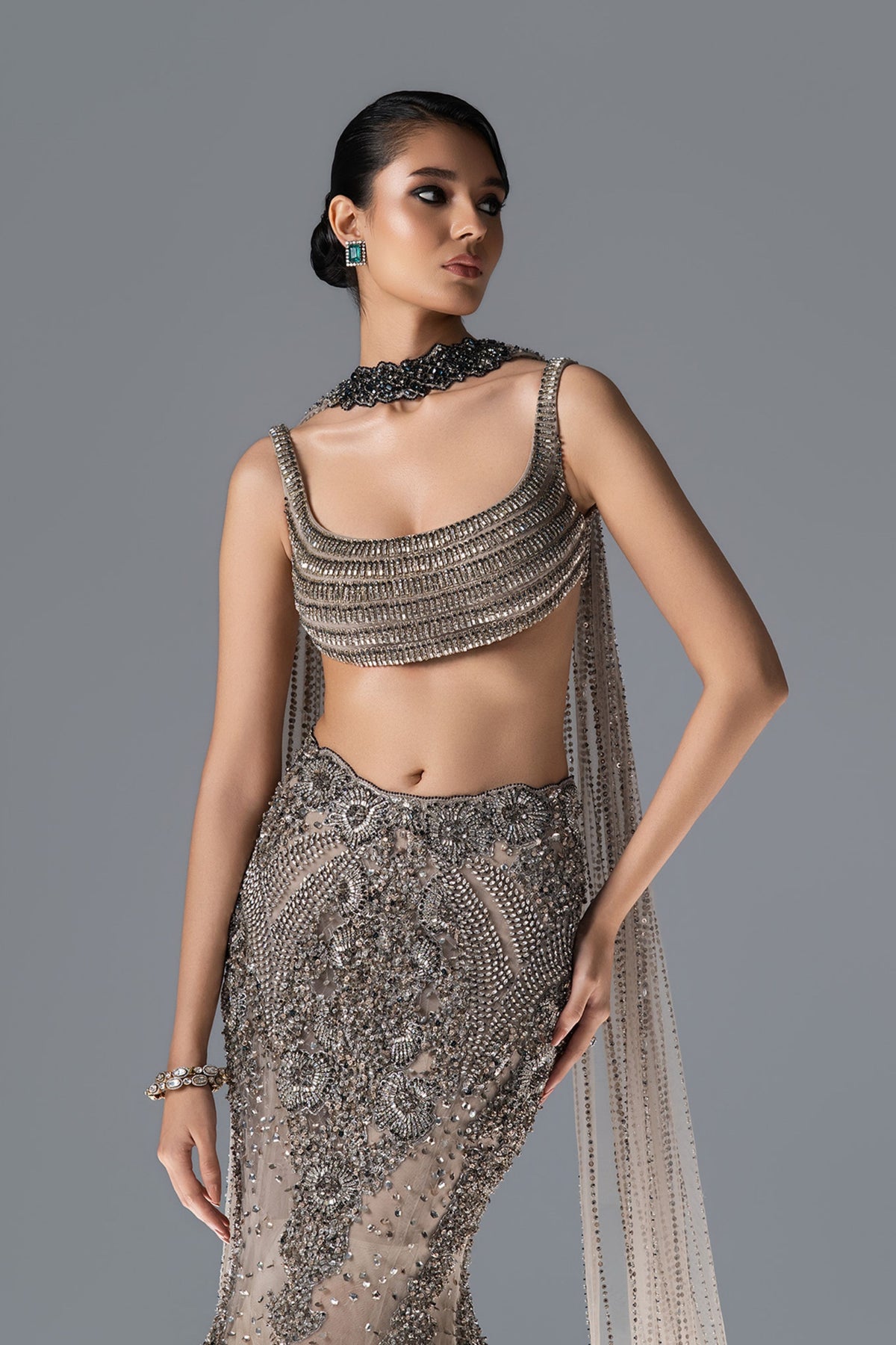 Halo Ecru Lehenga Set