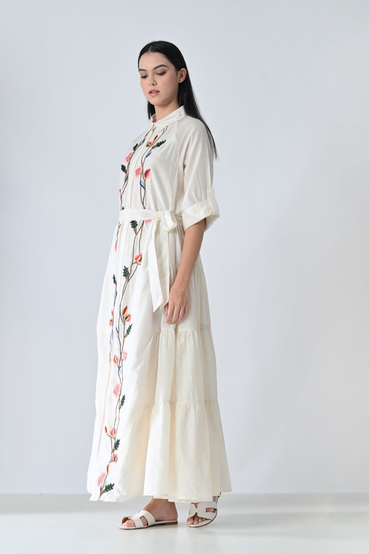 Ivory Floral Embroidered Dress