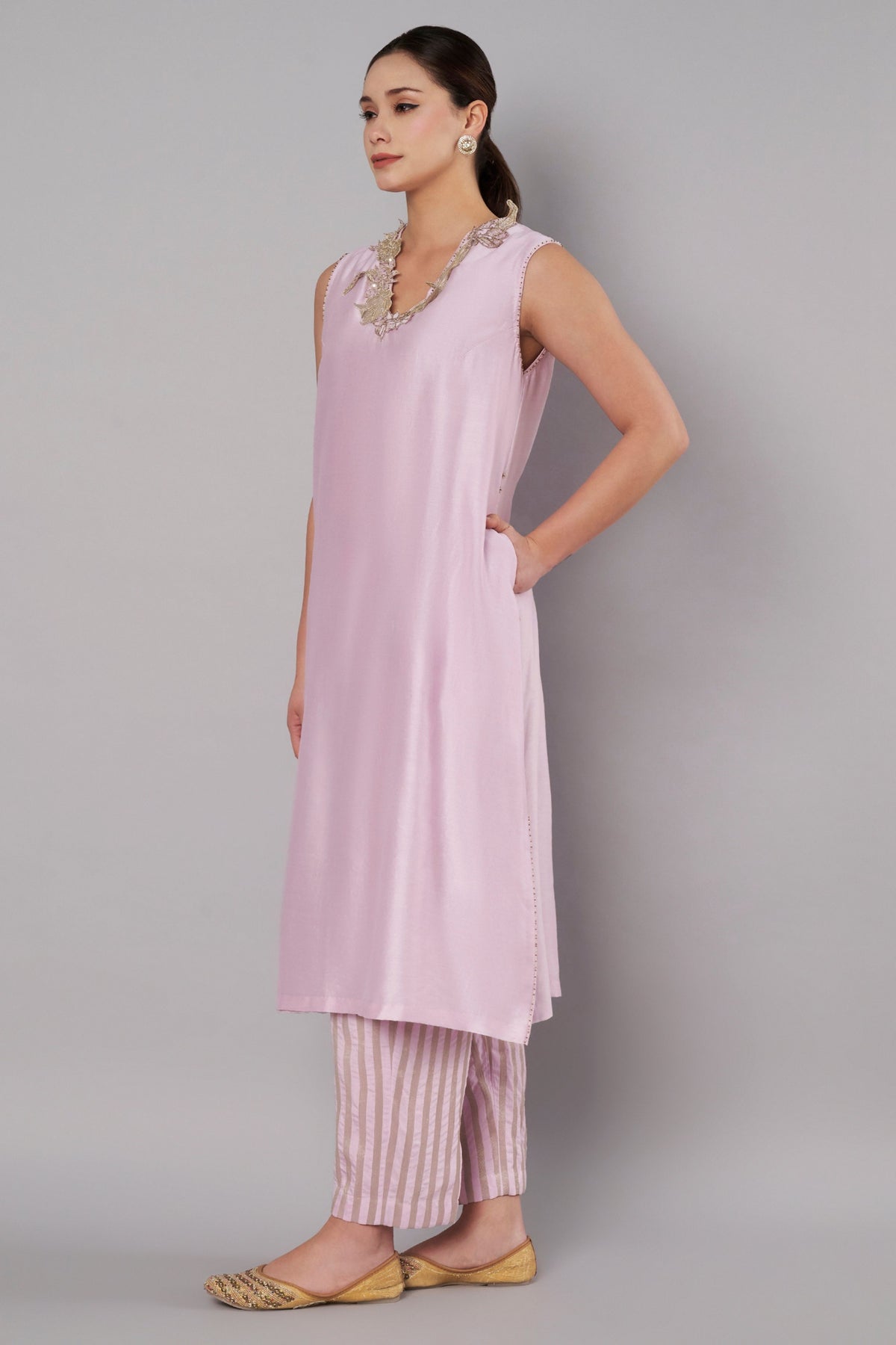Open Bloom Pastel Lilac Kurta Set