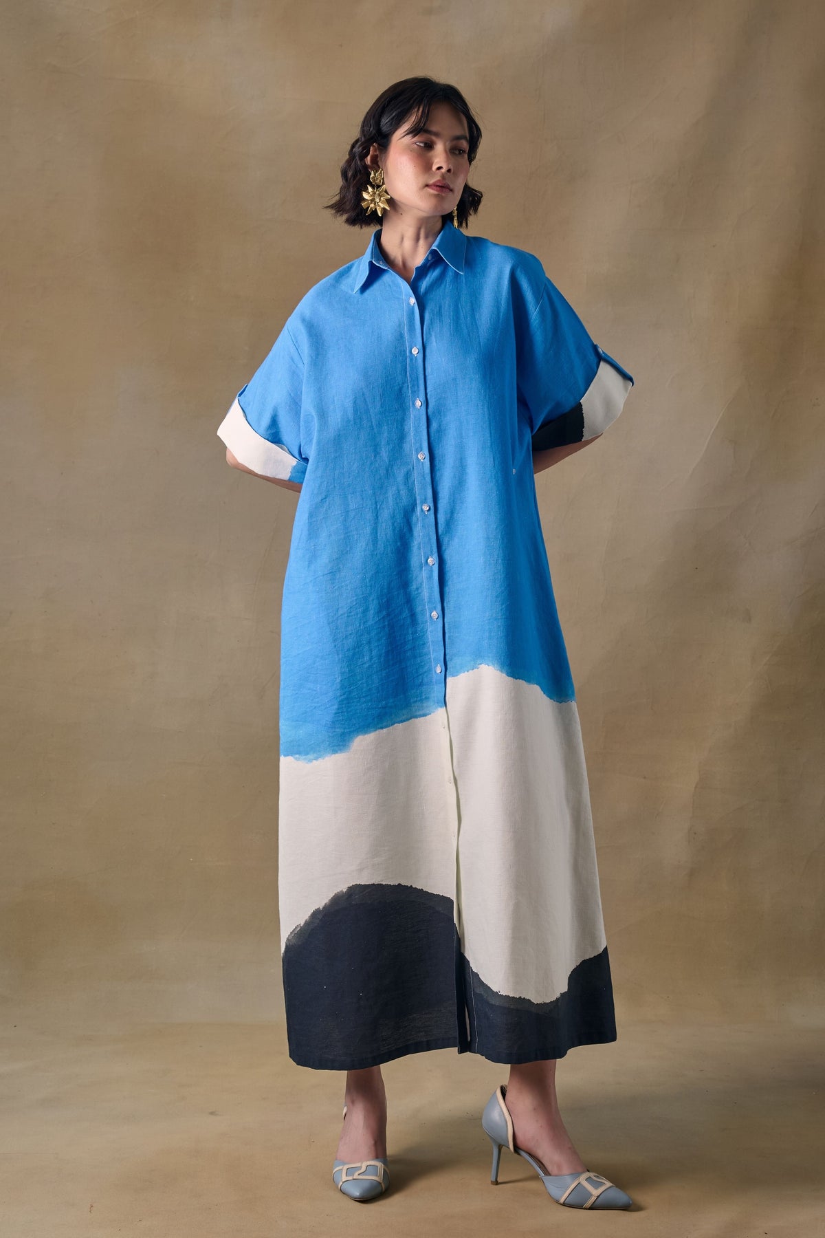 Blue Washed Asymmetrical Dress
