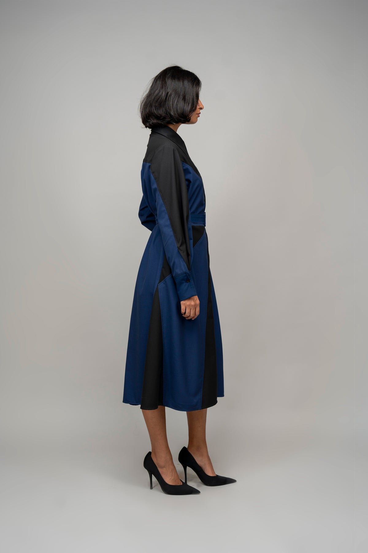 Composition Navy Suit Shirt Dress