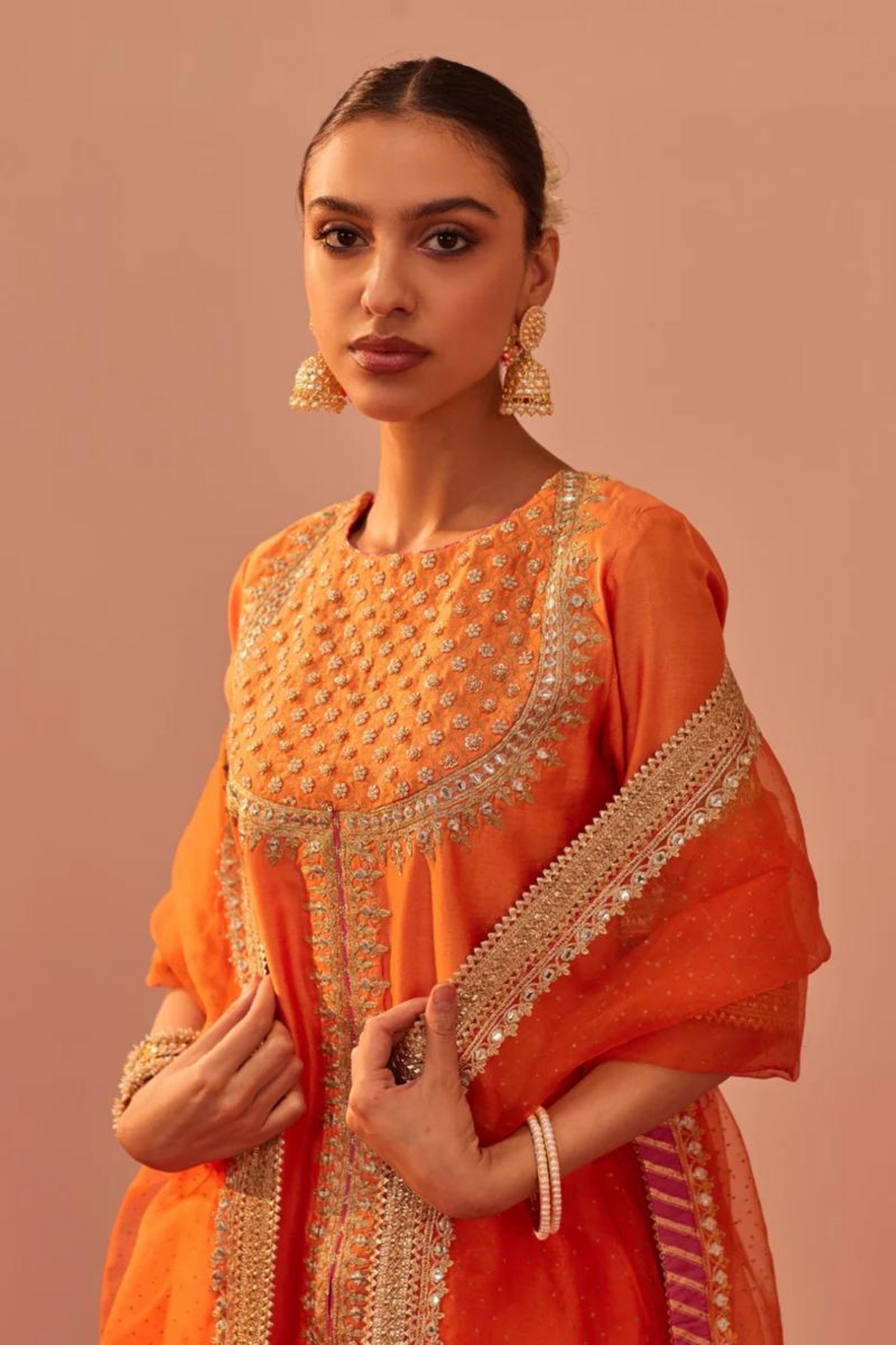 Suhair Orange Sharara Set