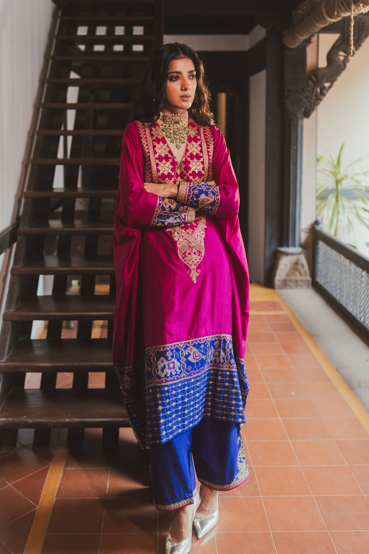 Kriti Magenta Kaftan Set
