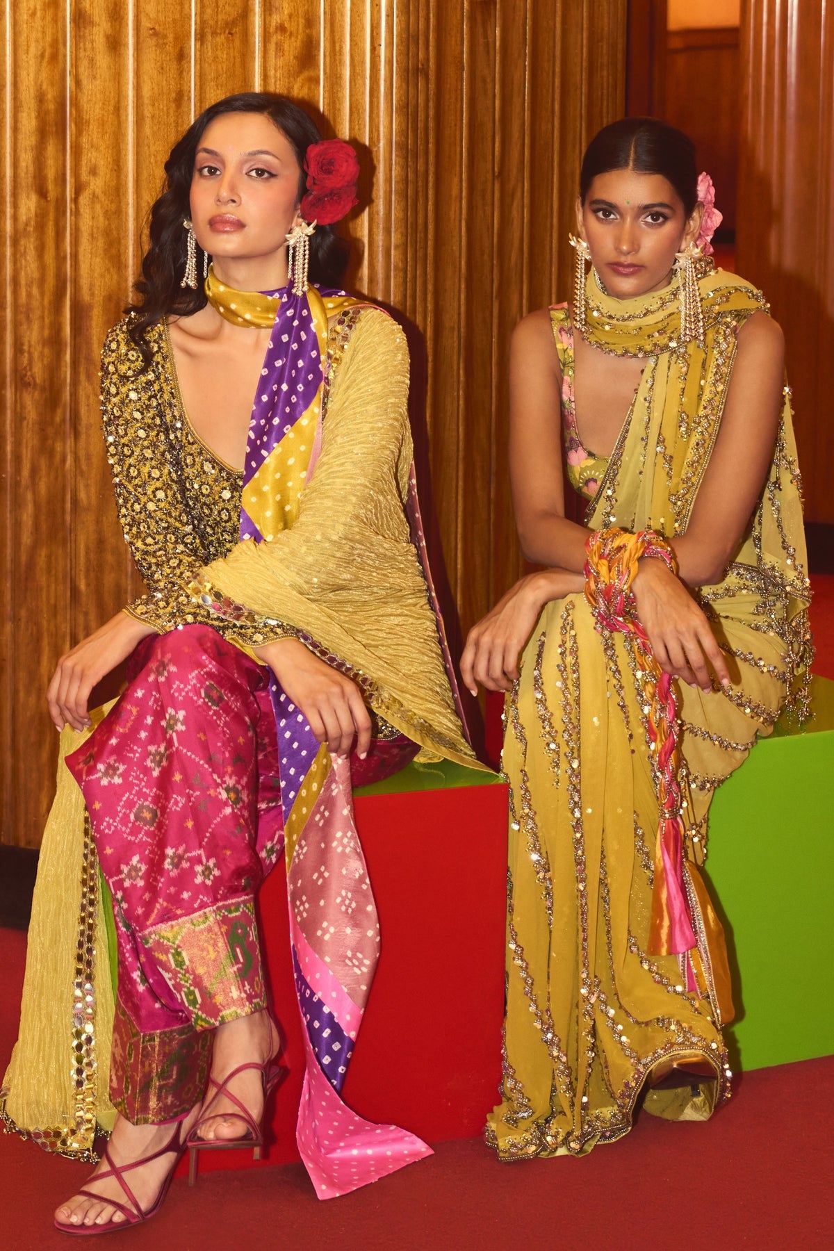 Naina Olive Draped Saree Set