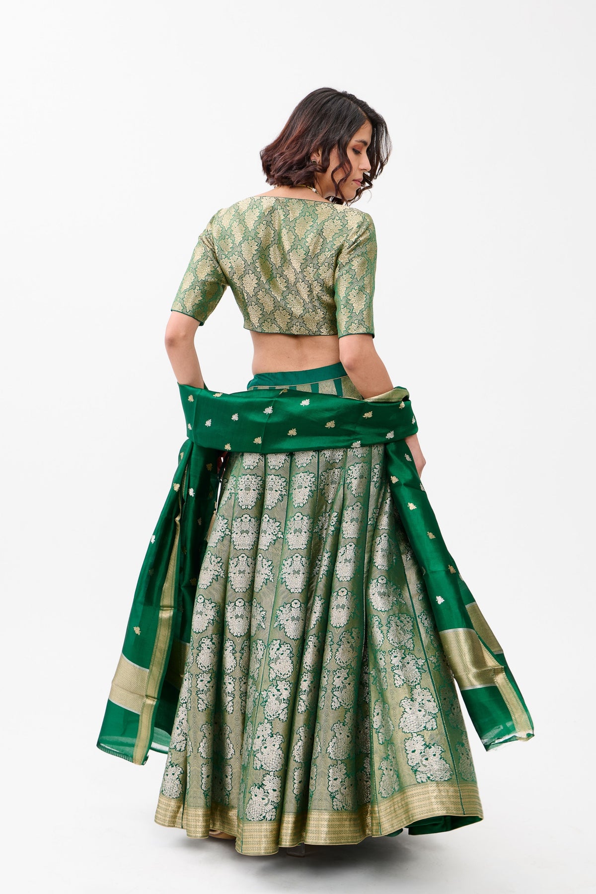 Green Gulhar Lehenga Set