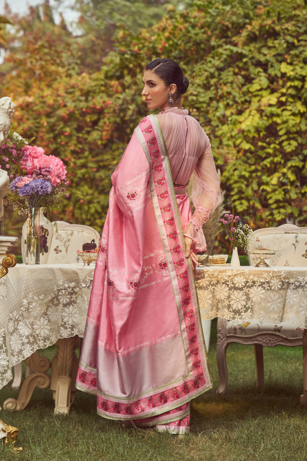Pink Meenakari Zari Handloom Sari