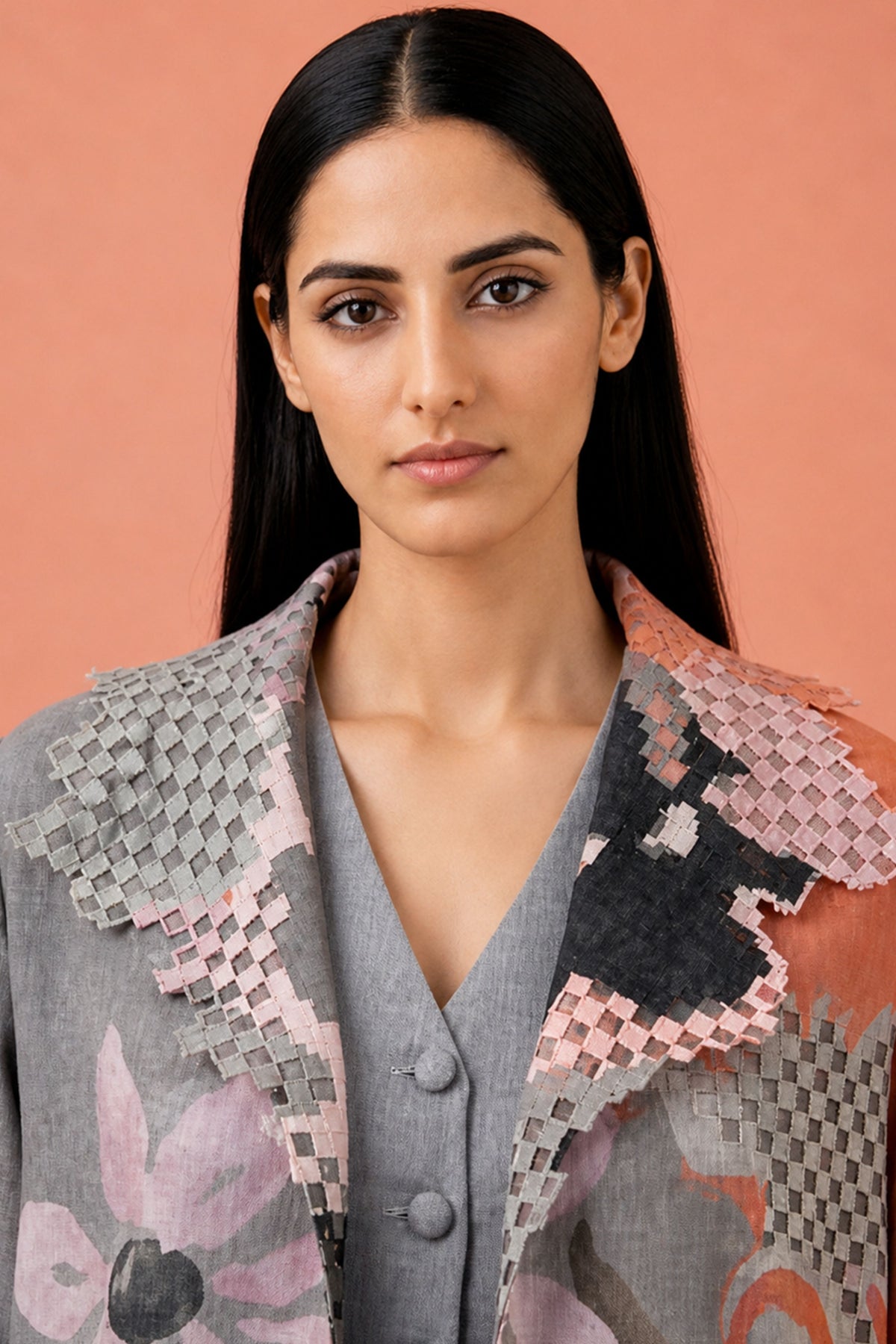 Ikat Rose Grey Jacket Set