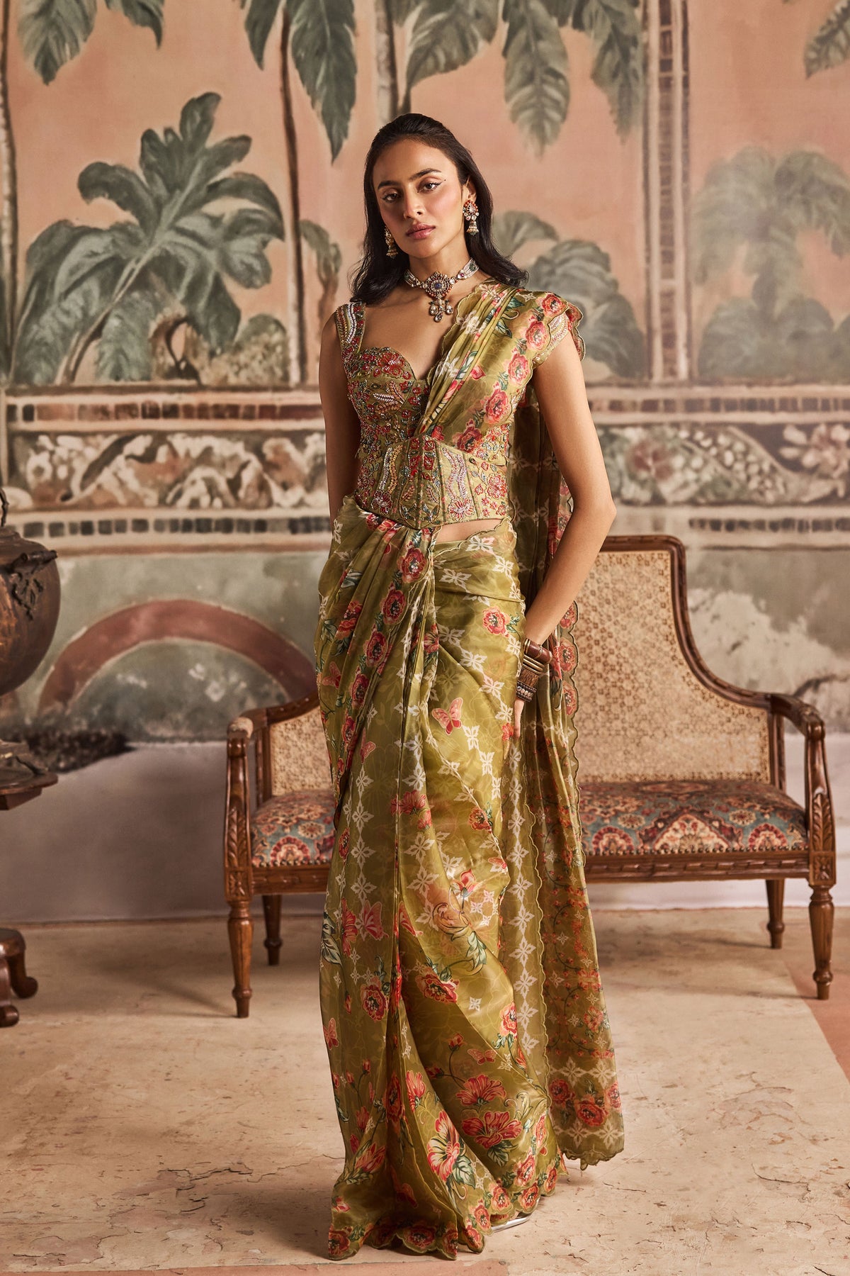 Baagi Jugni Drapped Saree Set