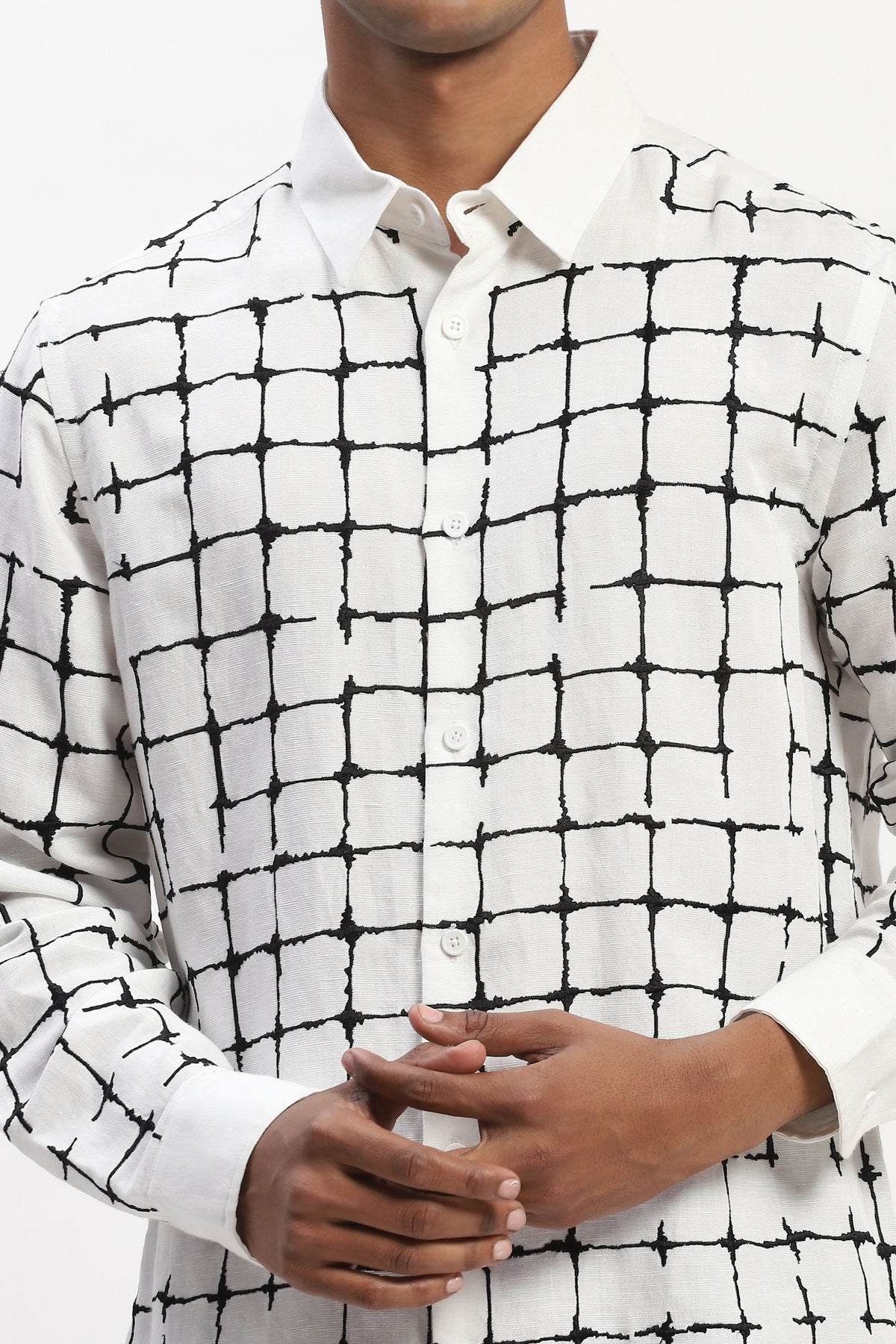 Embroidered Grid Shirt