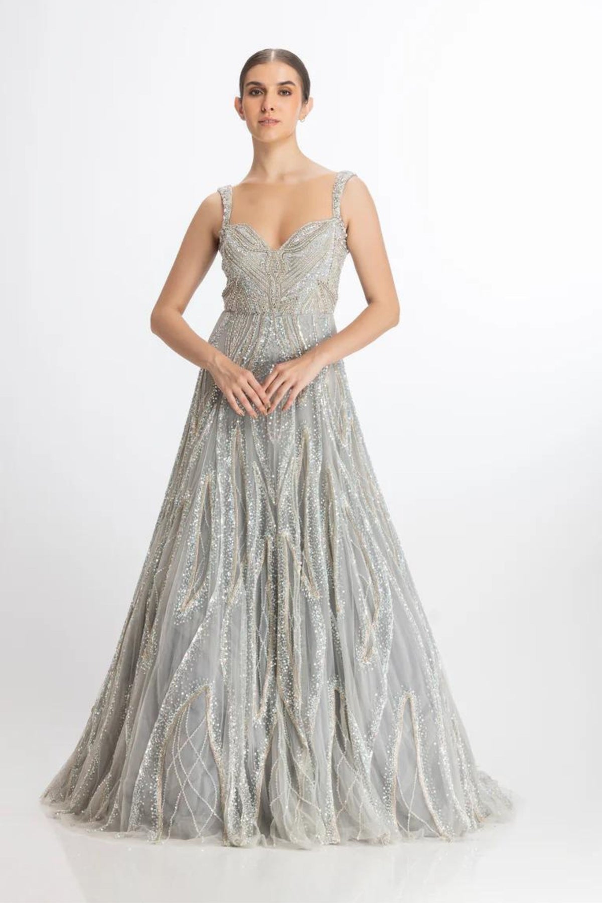 Silver blue flare gown