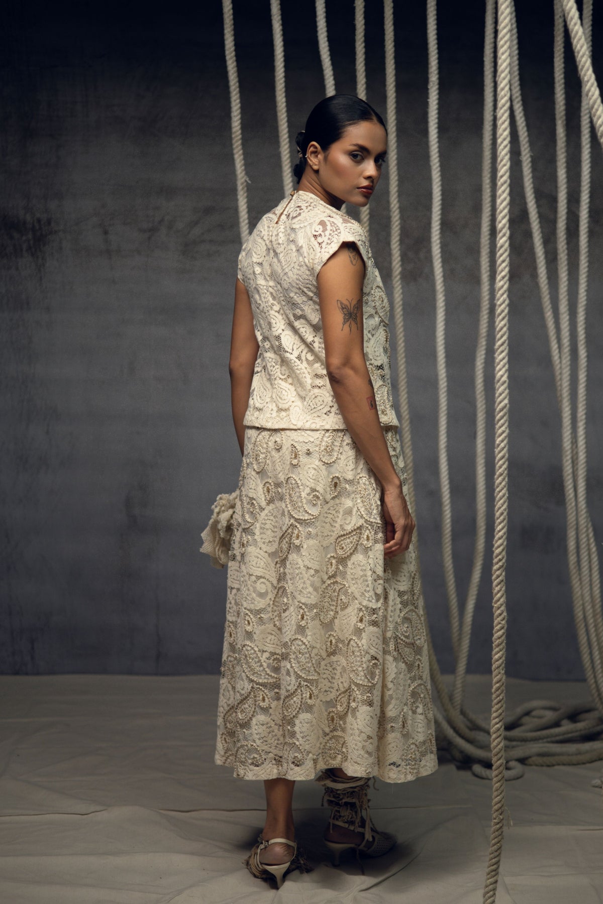 Ivory Paisley Lace Top