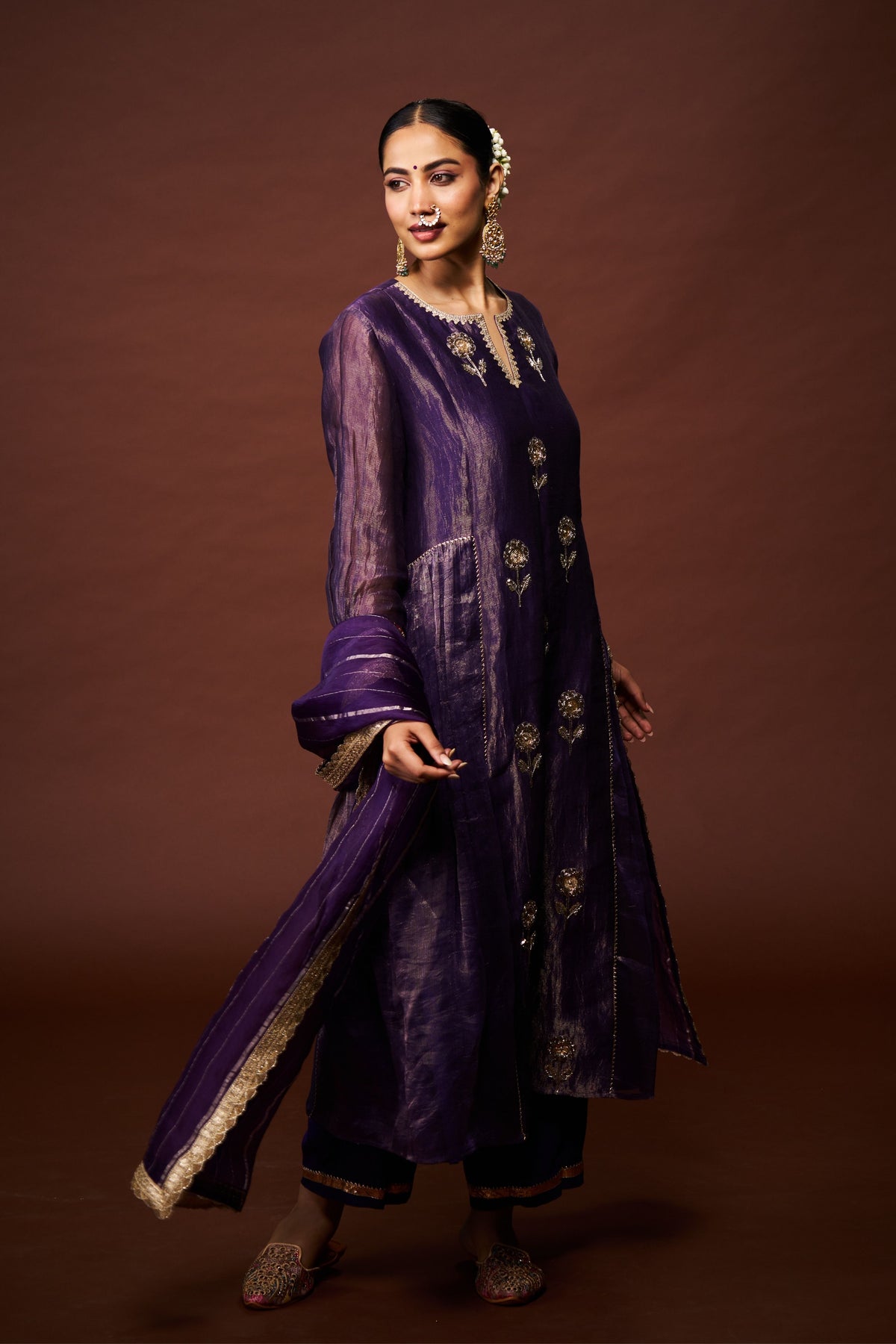 Purple Tissue Chanderi Yasmeen Set