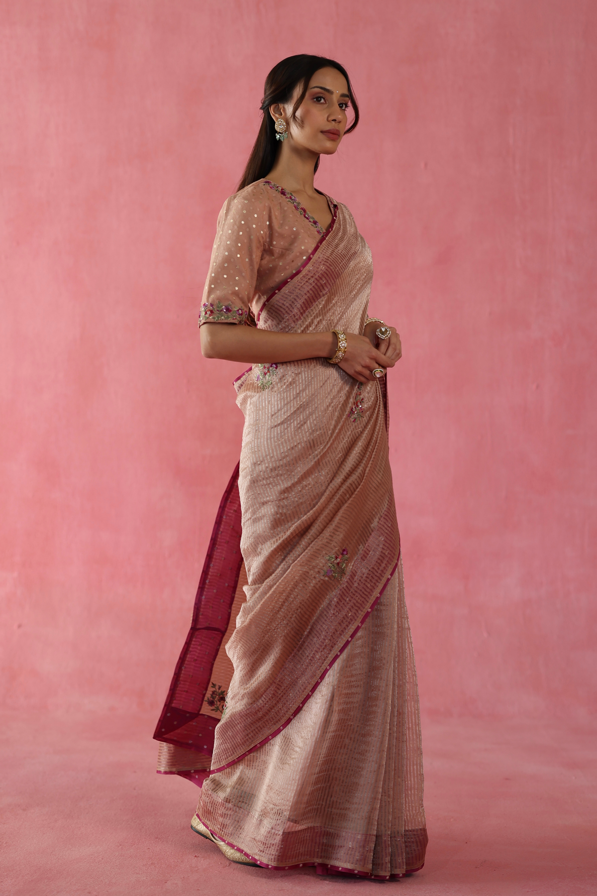 Beige Anjeer Saree