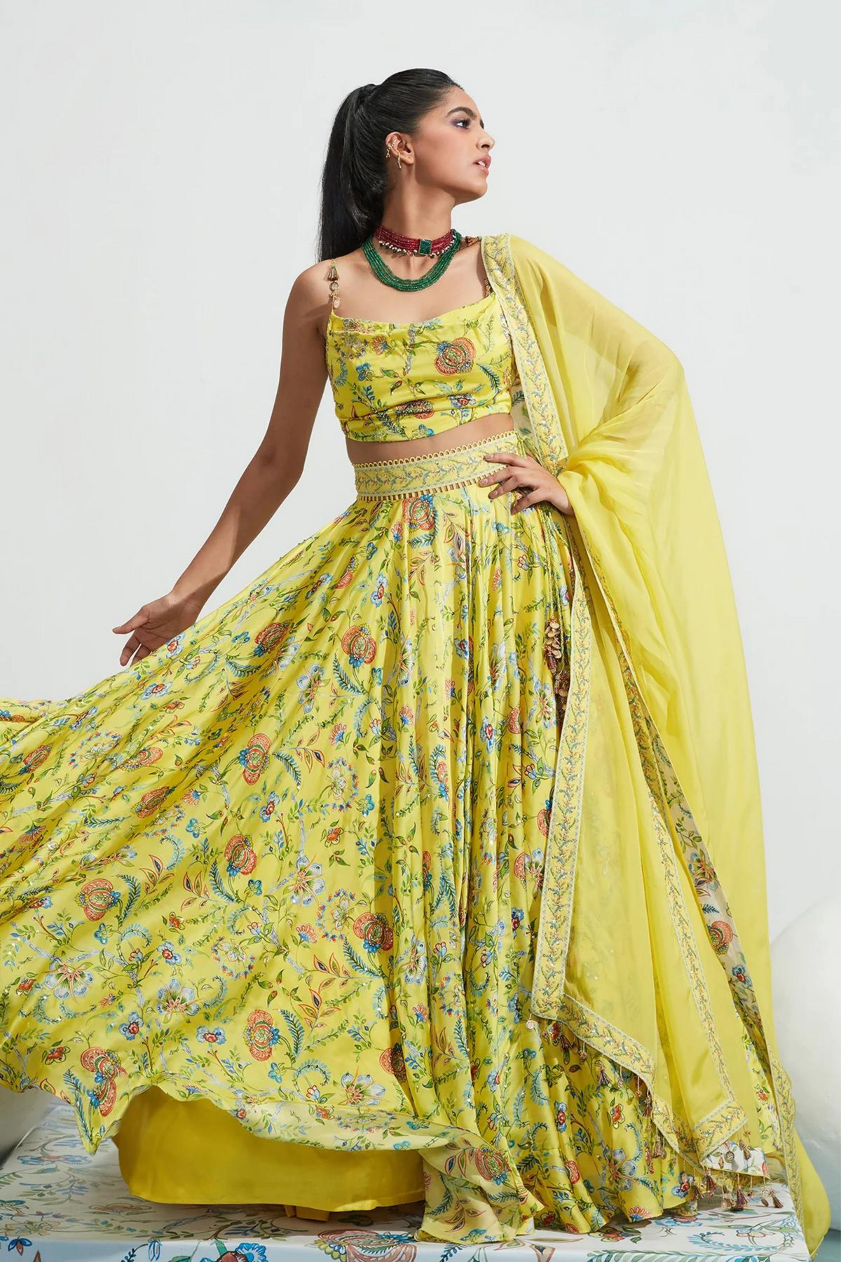 Daniya Yellow Embroidered Lehenga Set