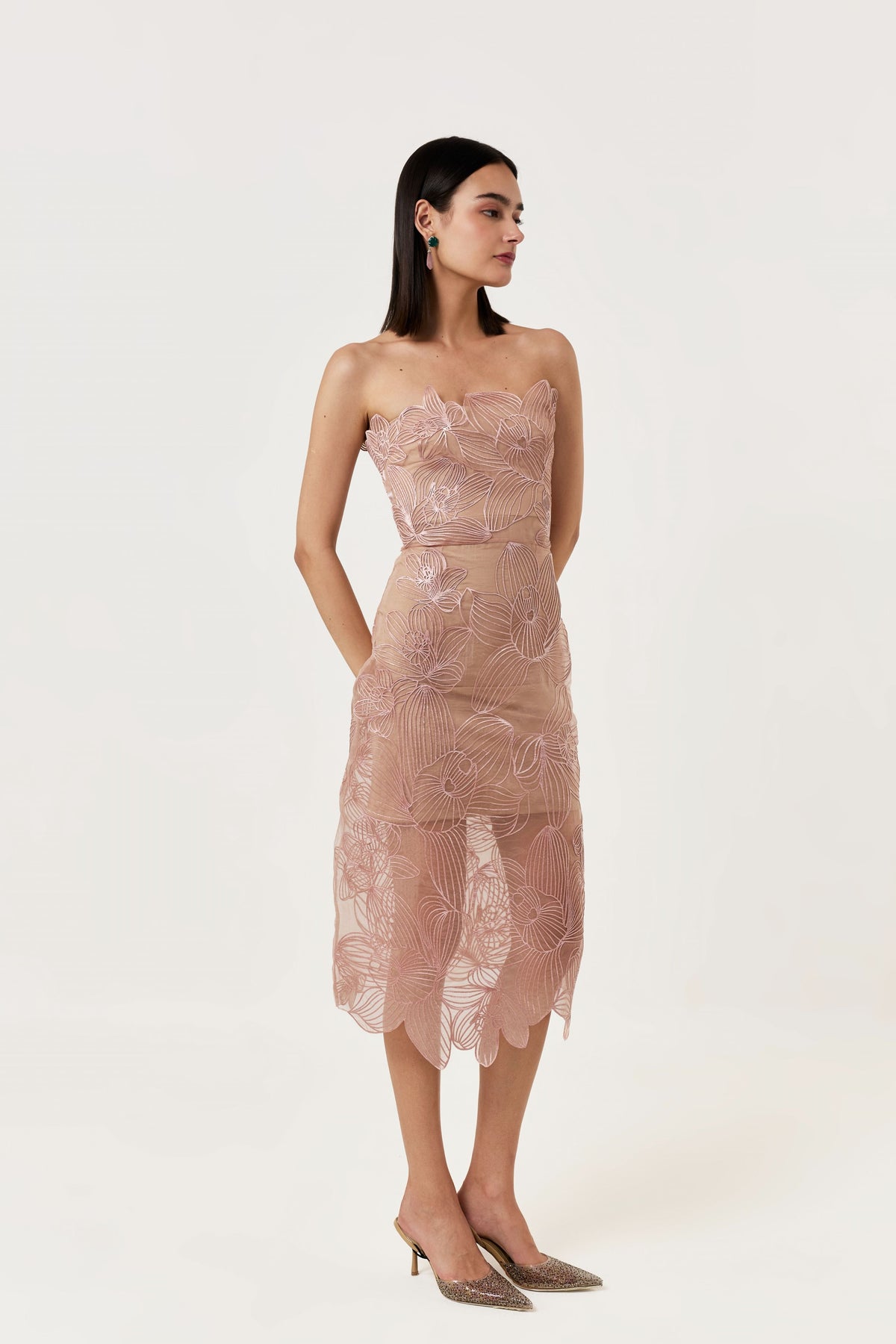 Orchid Applique' Midi Dress