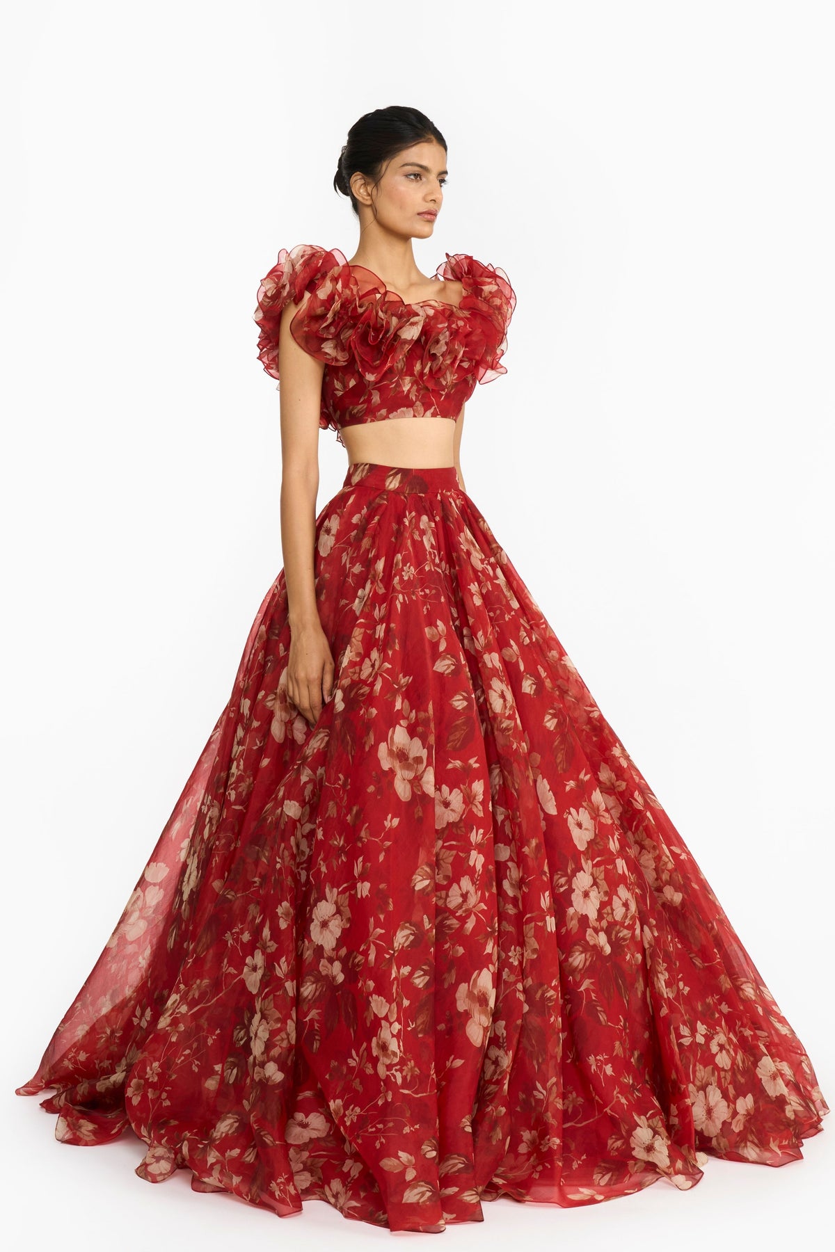 Red Forest Lehenga Set