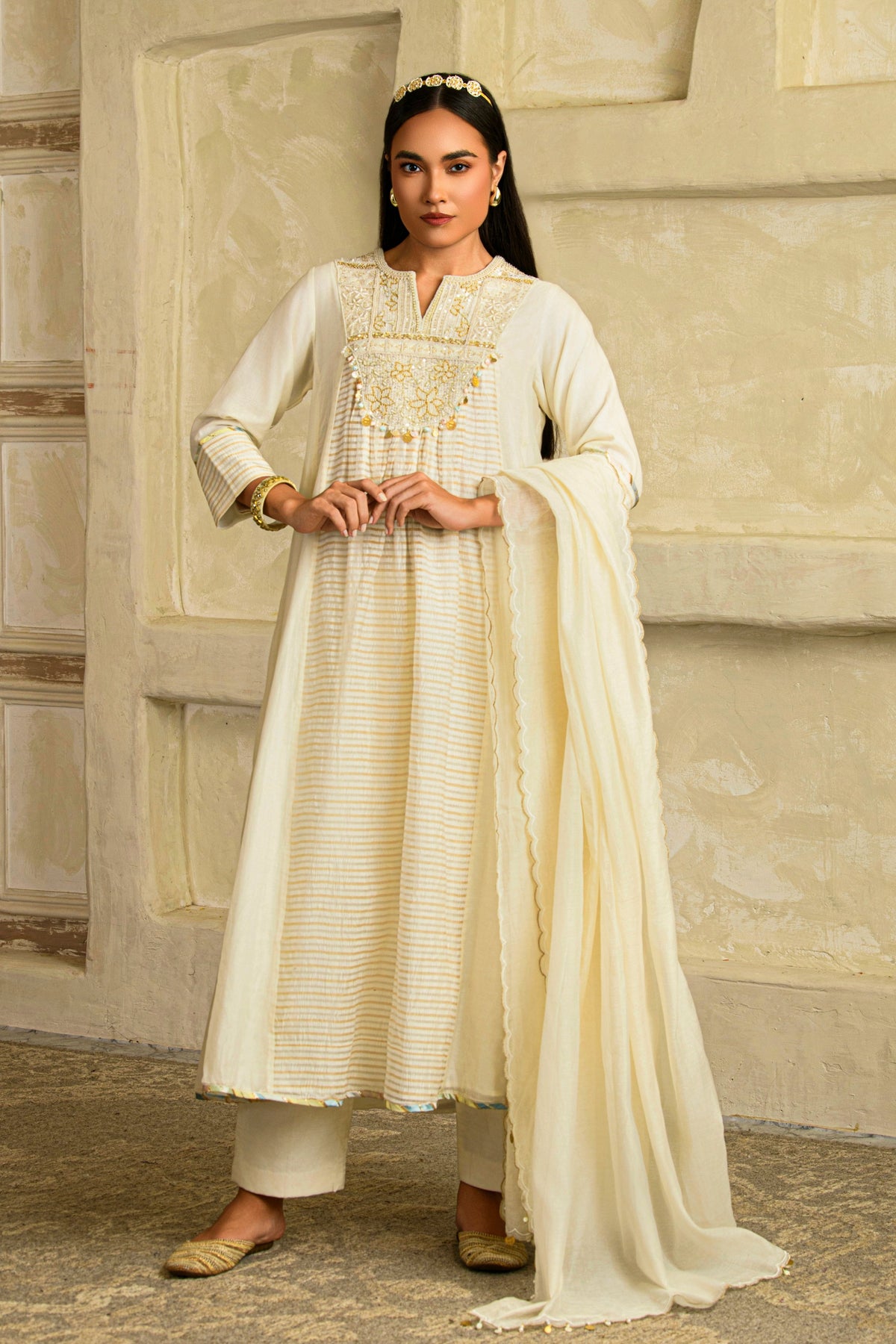 Aarzoo Chandrika Ivory Anarkali Set