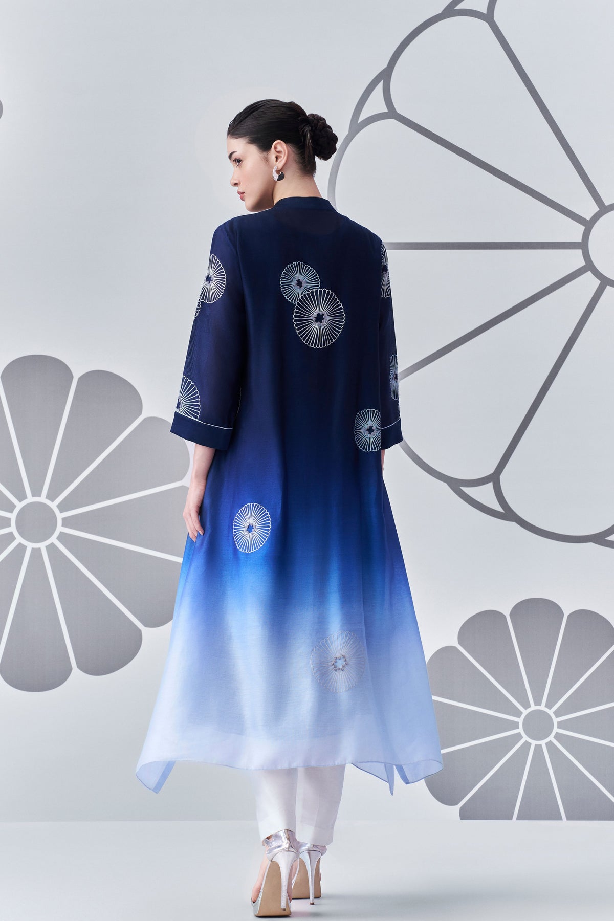 Indigo White Applique Kurta