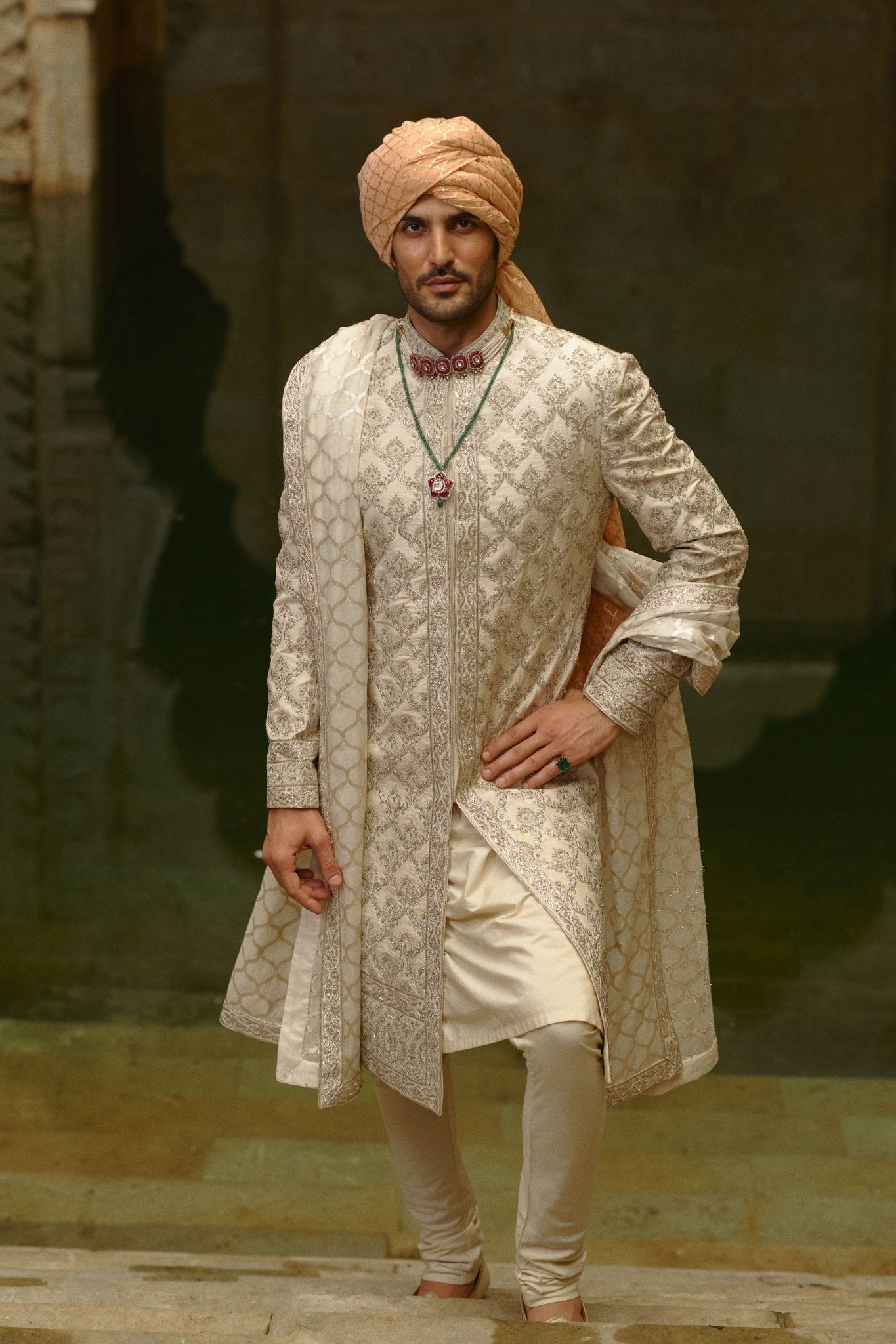Ivory Sherwani Set - Nitika Gujral Menswear - Elahe
