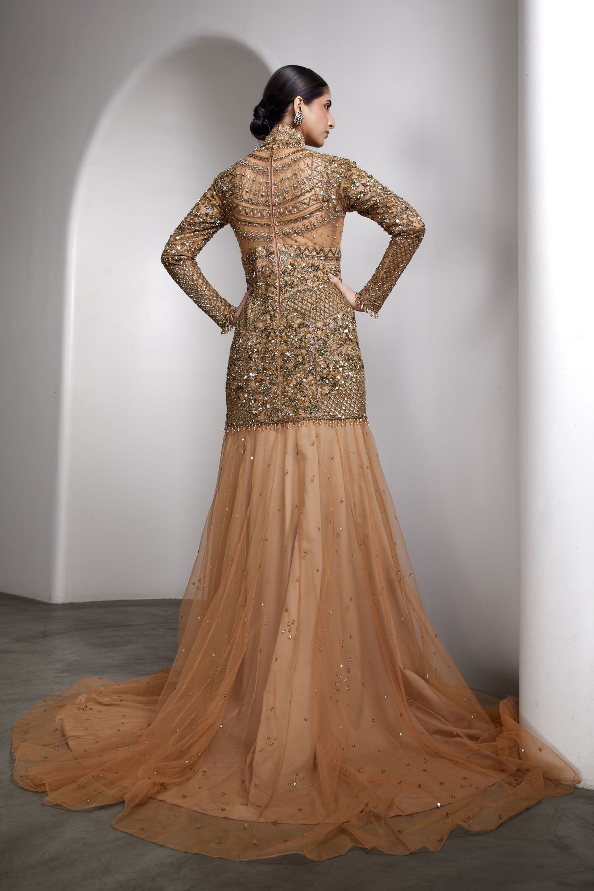 Embellished High Neck Gown