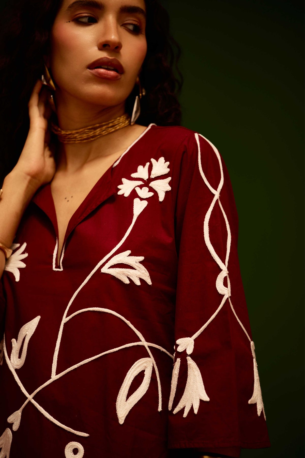Wine Cotton Maxi Dress