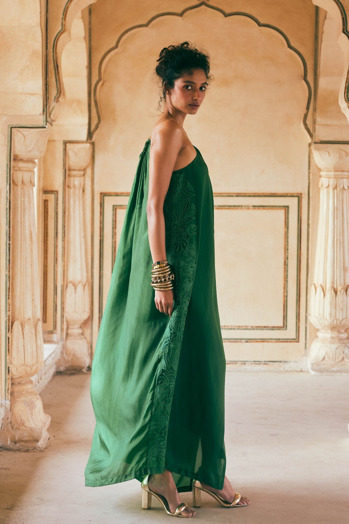 Emerald Green One Shoulder Dress