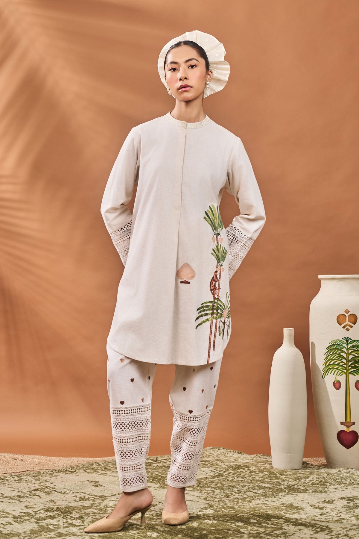 Ivory Blooming Board Tunic Set