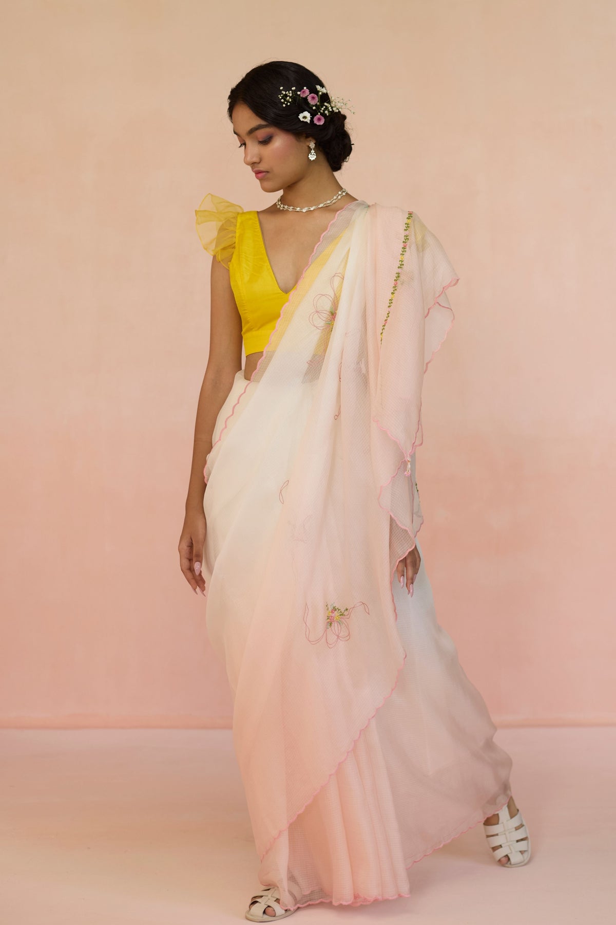 Peach Ombre Silk Saree