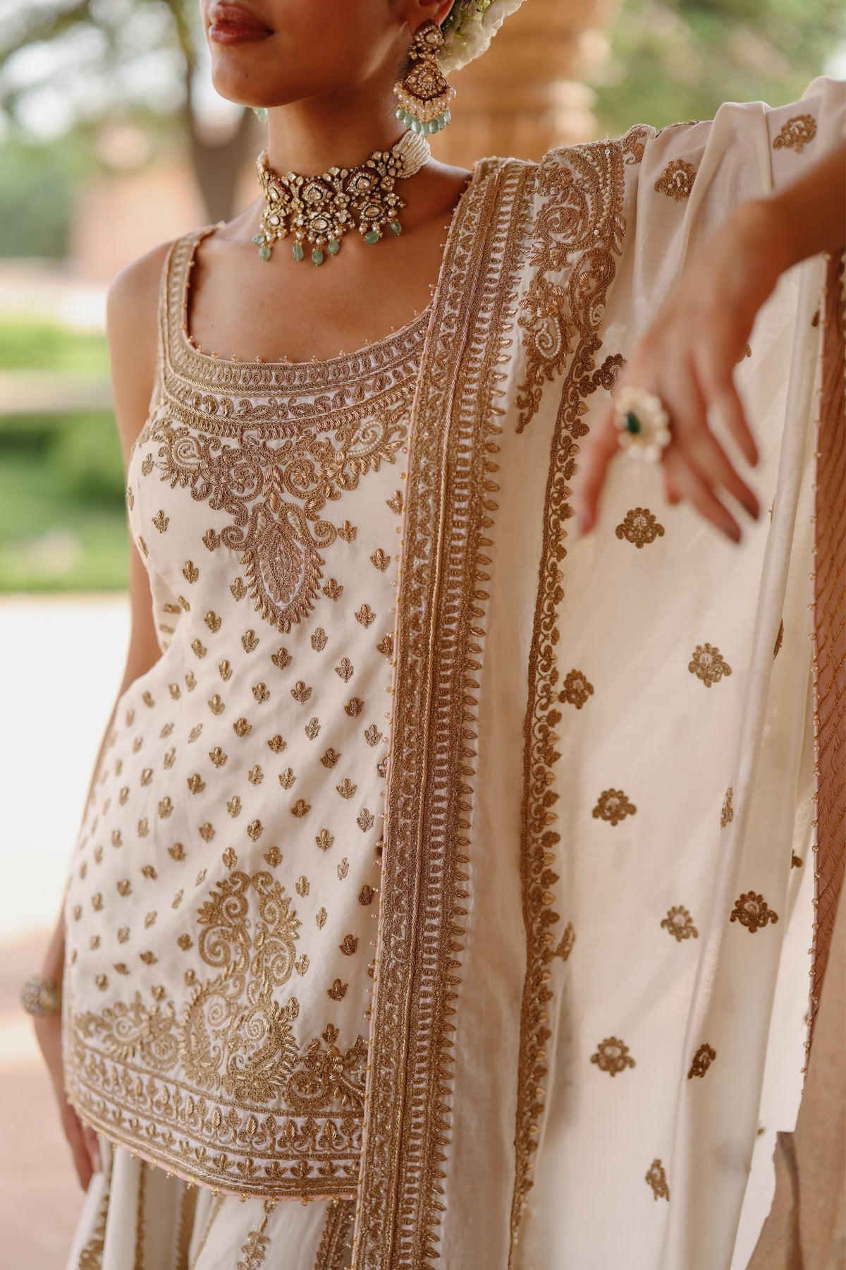Shabnam Ivory Sharara Set