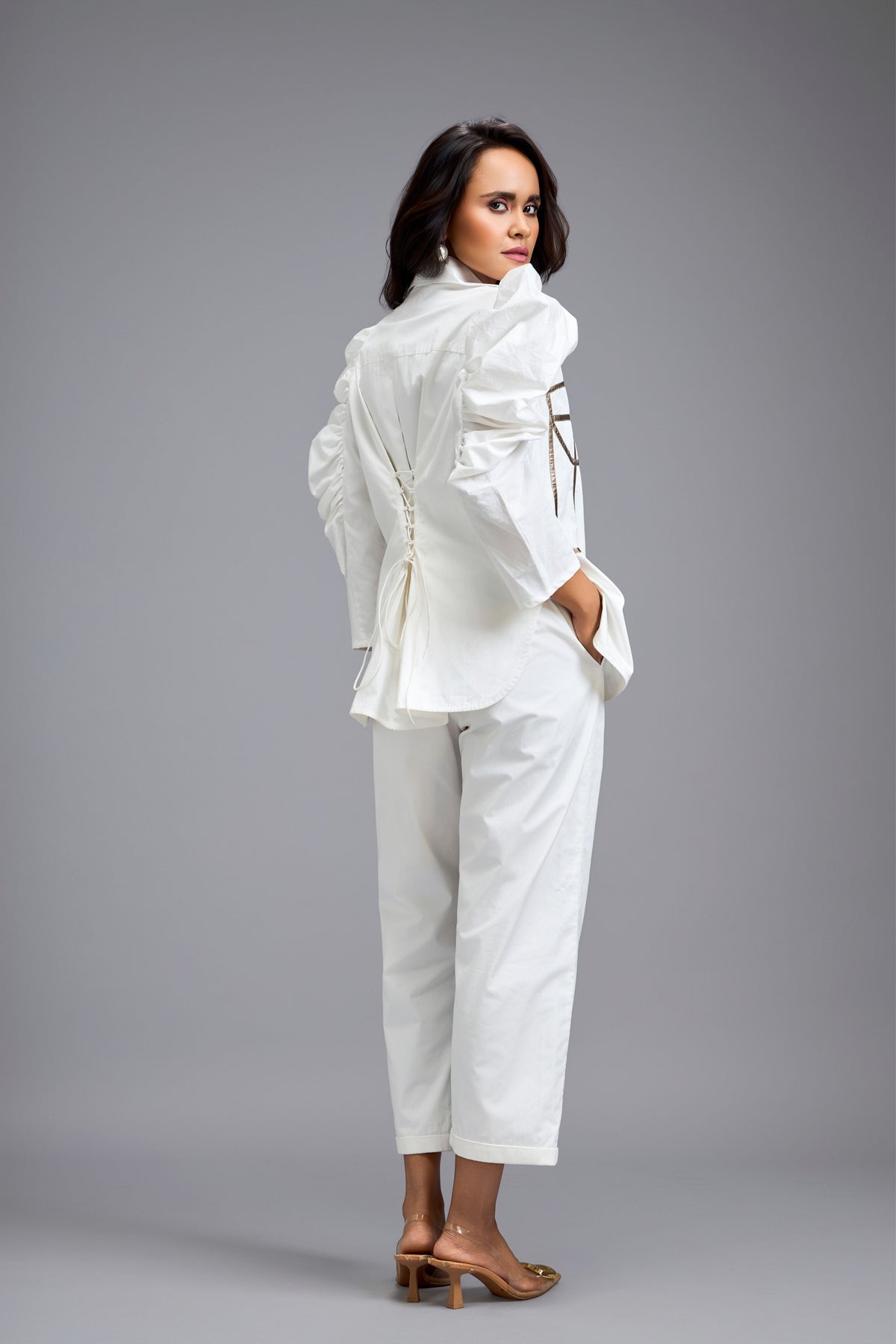 Eclipse Puff Sleeves White  Co-ord Set