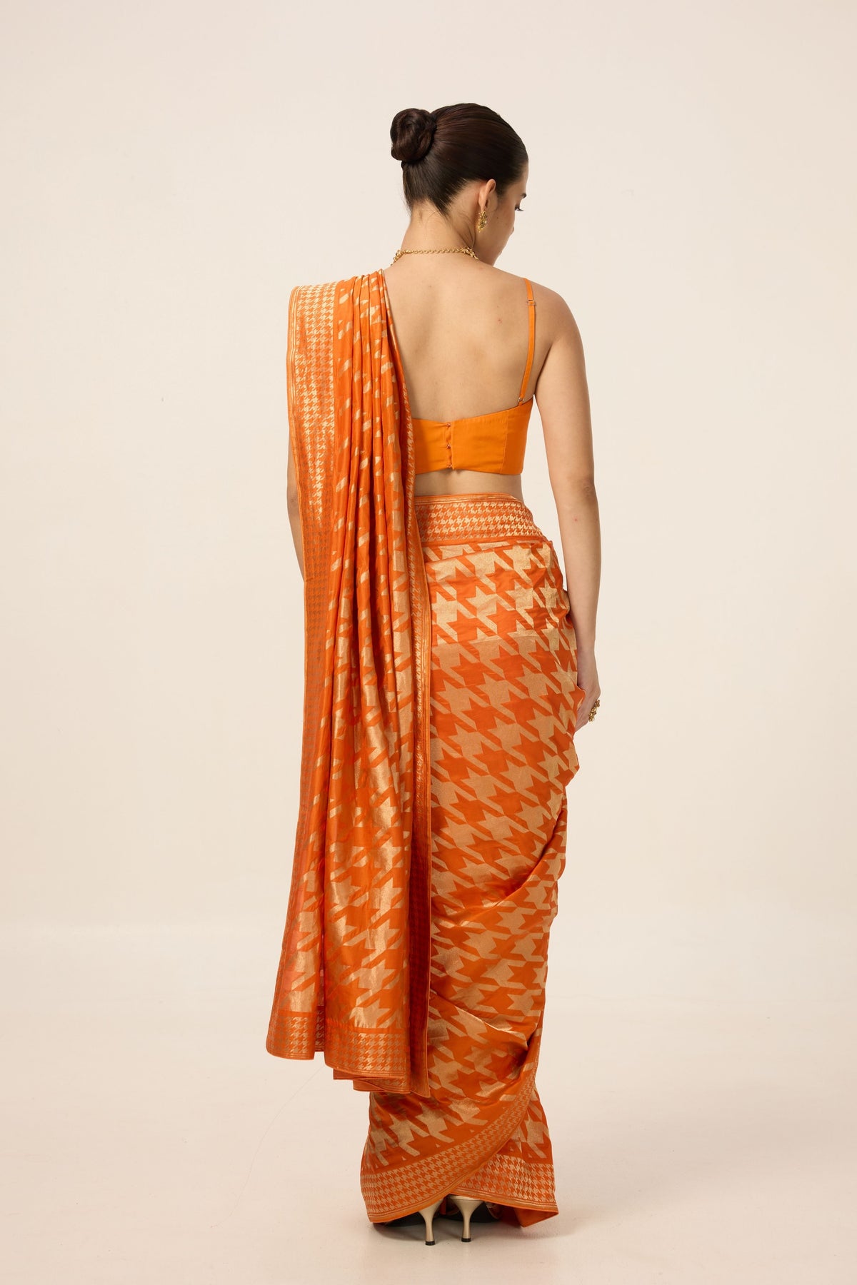 Rust Orange Gerum Saree