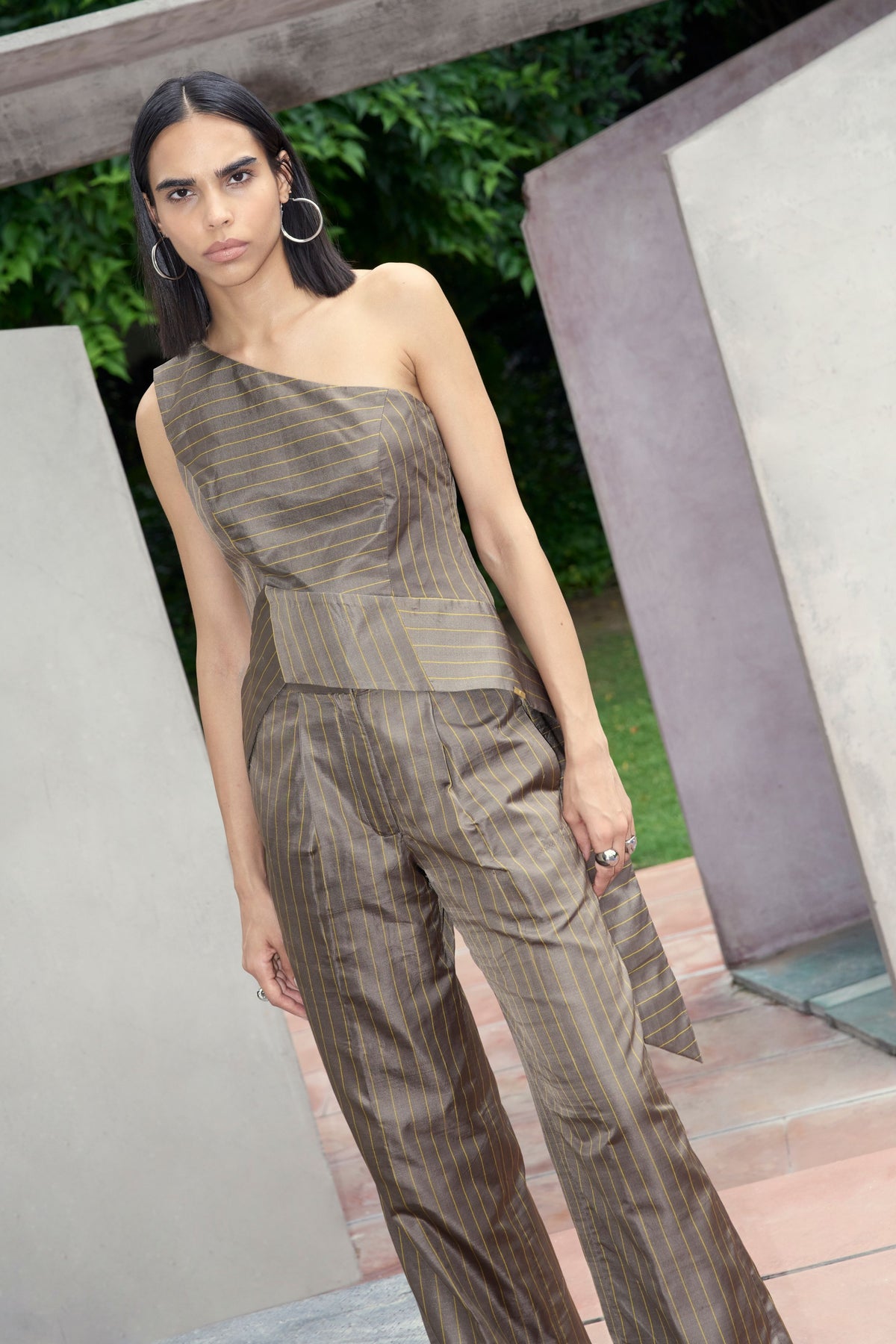 Brown Granite Pinstripe Co-ord Set