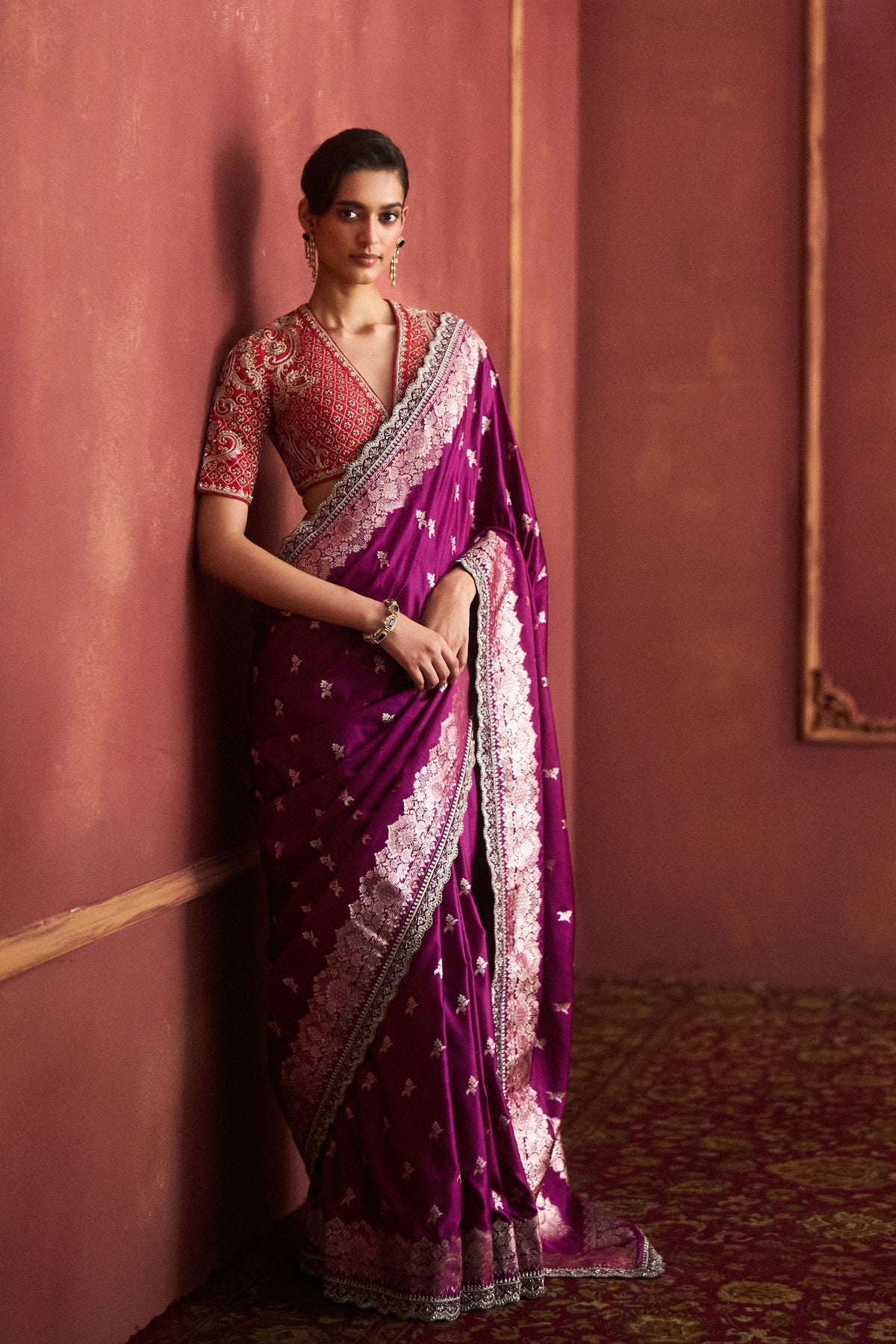 Banarasi Purple  Saree Set