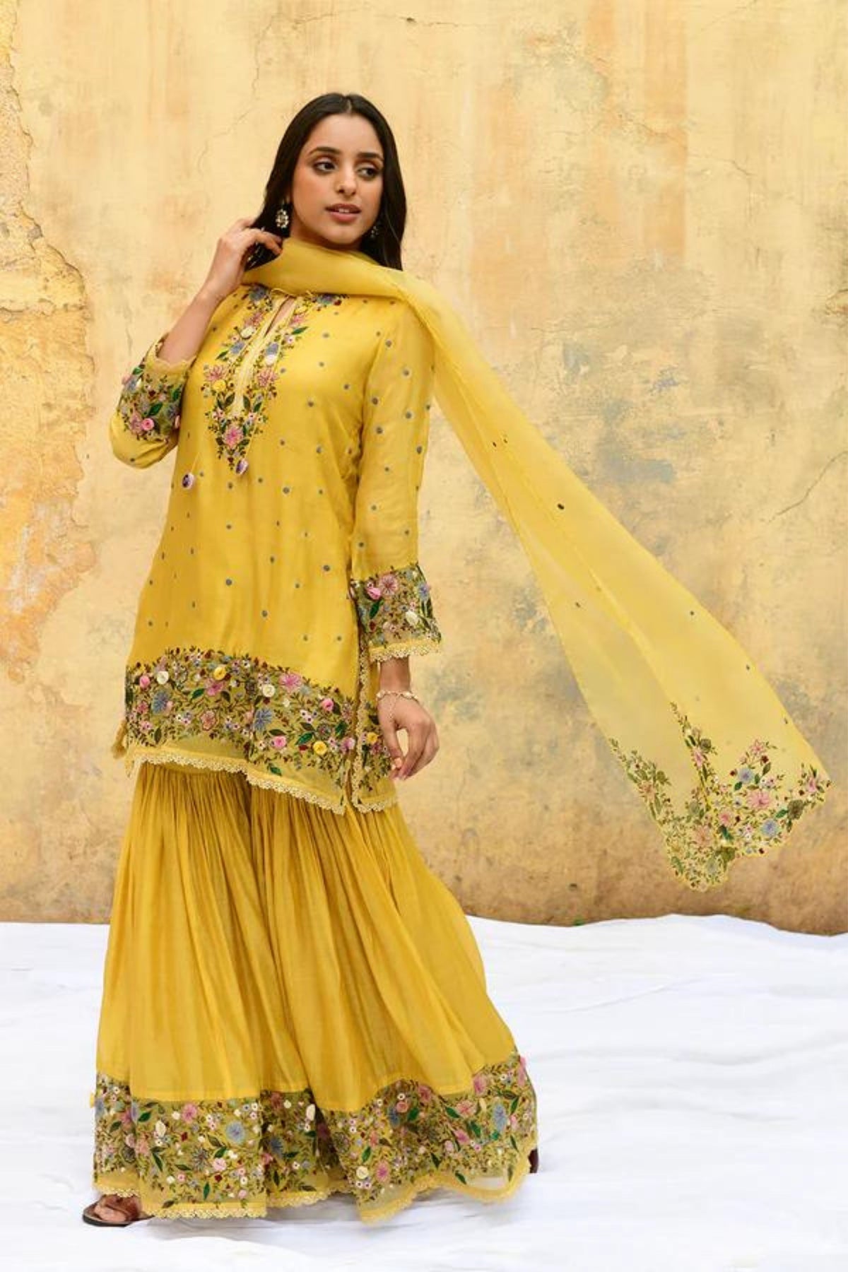 Yellow Orchid Sharara Set