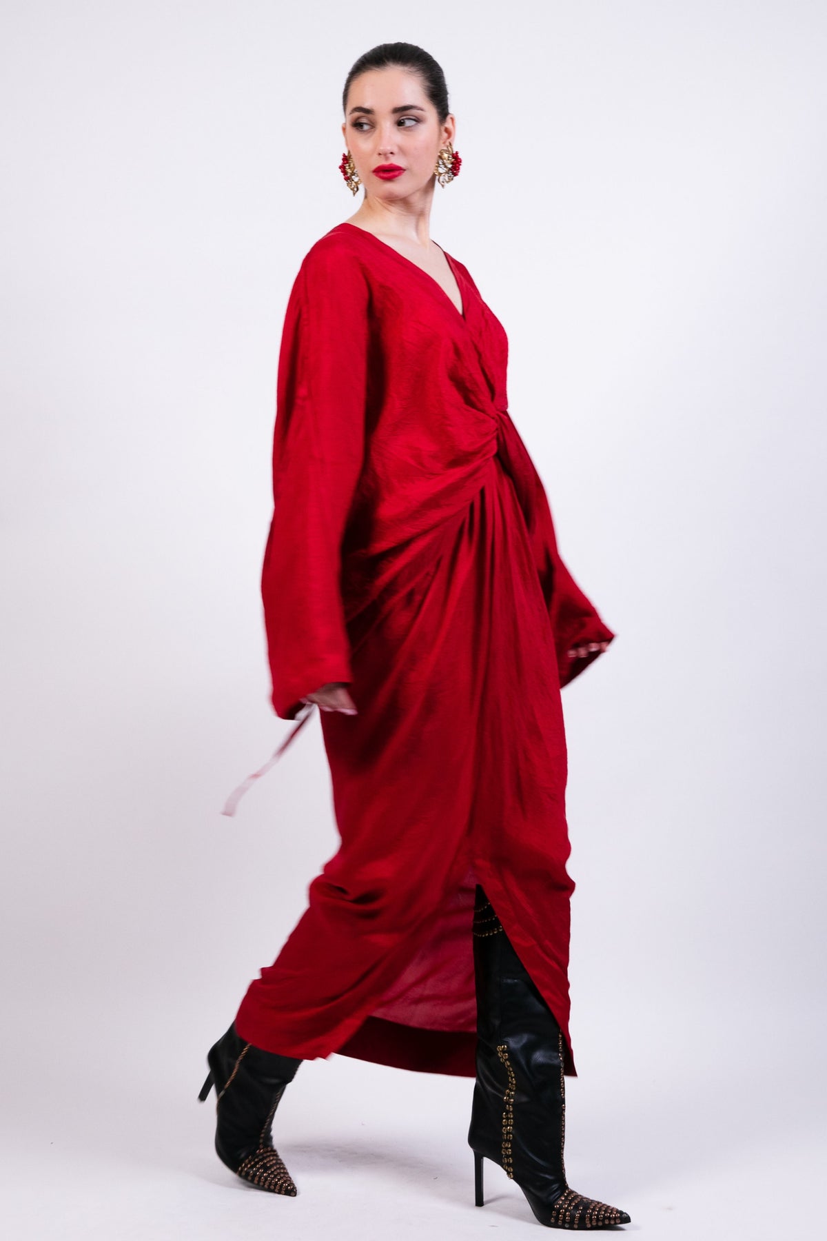 Coin Embroidery Red Kaftan