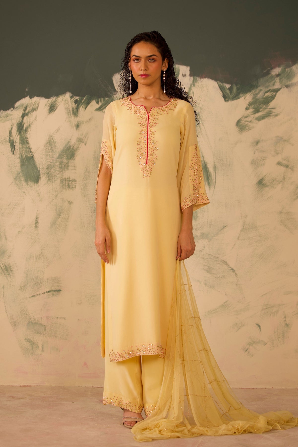 Light Yellow Kurta Set