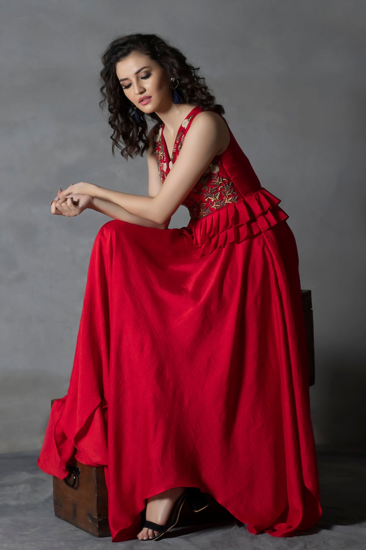 Laal Peplum Gown