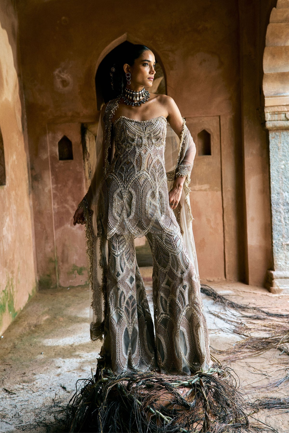 Mocha Sharara Set