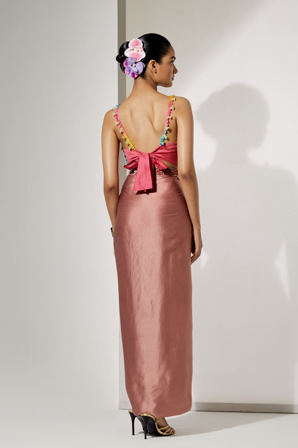 Rust Draped Skirt Set