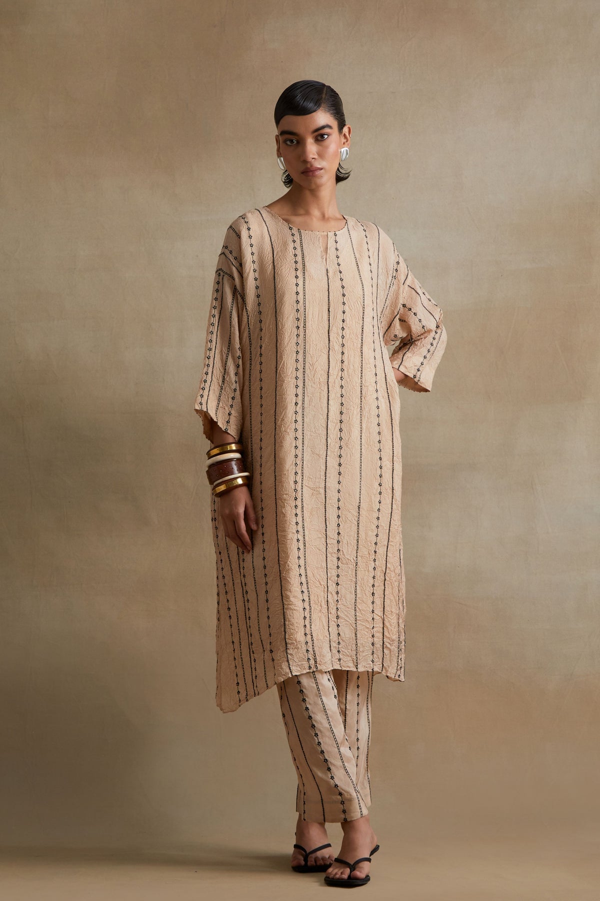 Clay Beaded Embroidered Kurta Set