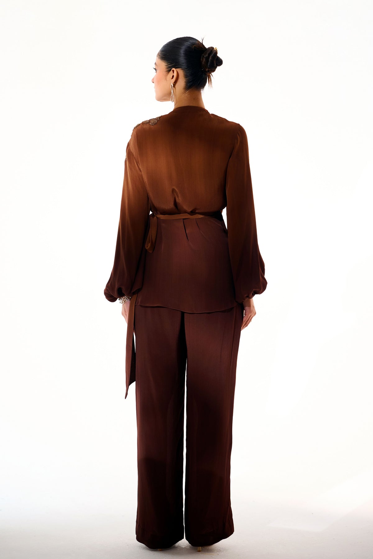 Brown Sapphire Wrap Around Co-ord Set